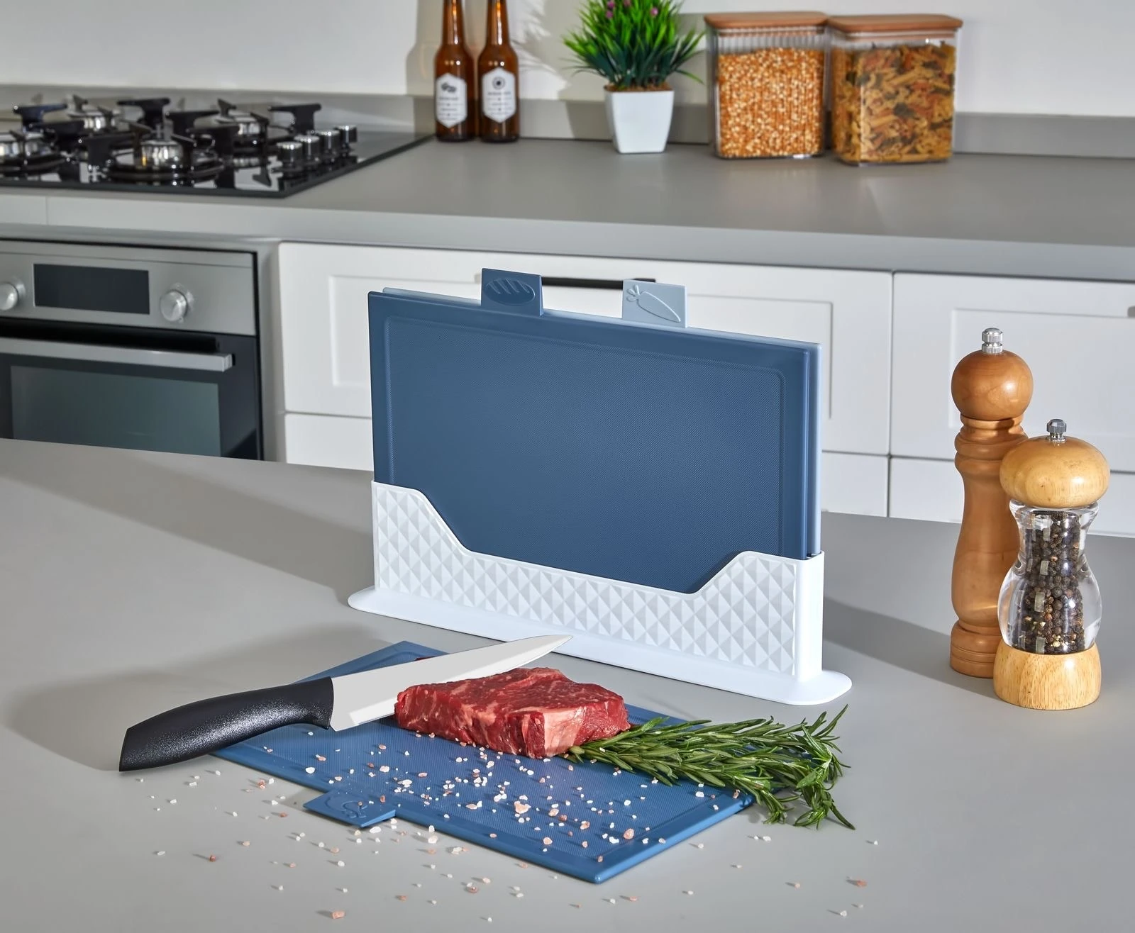 CAZORIA Set mit 3 dünnen Aktenvernichtern mit Ständer (4 Stück) - Blau