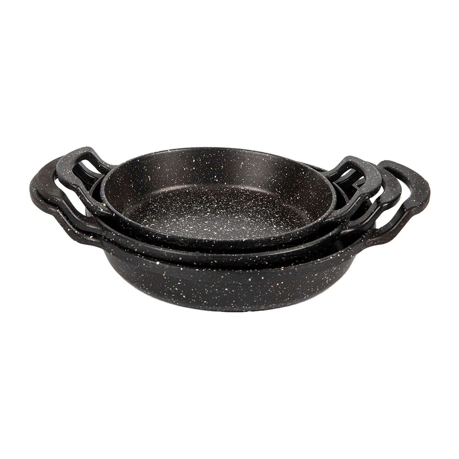 CAZORIA Set mit 3 Pfannen mit Griffen (18-20-22 cm) - Schwarz