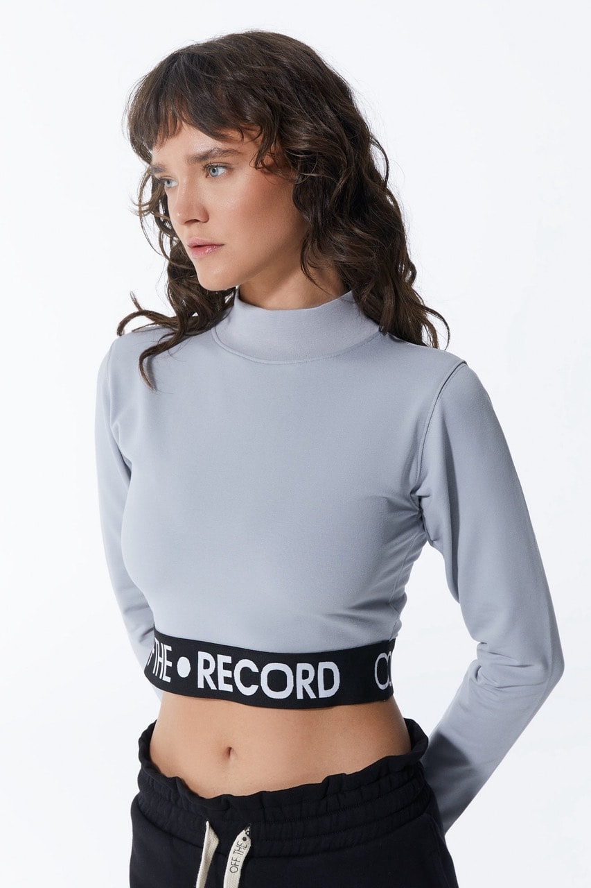 Graue Damen-Crop mit Taillendetail