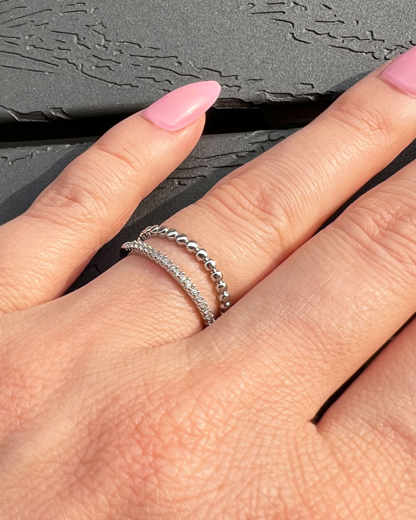Silber Doppelring Edelstahl