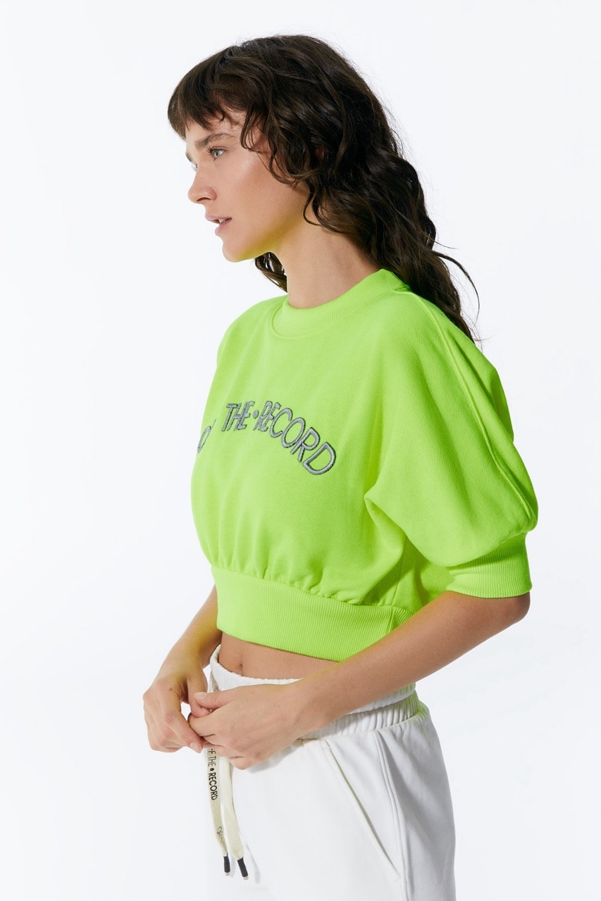 Neongrünes Damen-Crop-Sweatshirt
