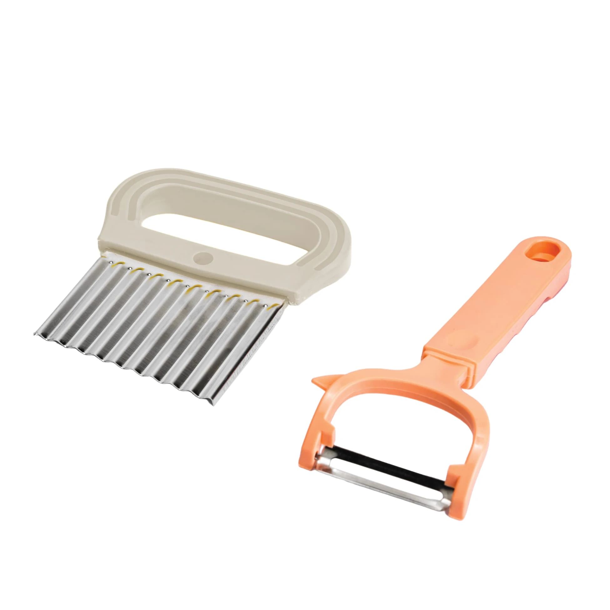 Pommes-Zerkleinerer- und Schäler-Set - Lachs+Creme