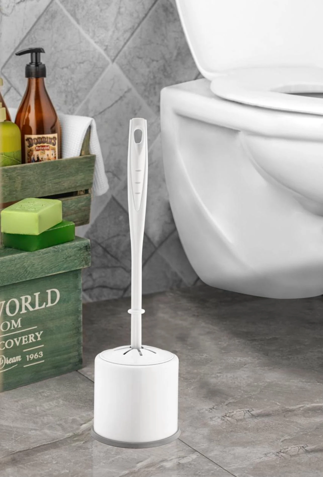 Einfache weiche Toilettenbürste - Weiß