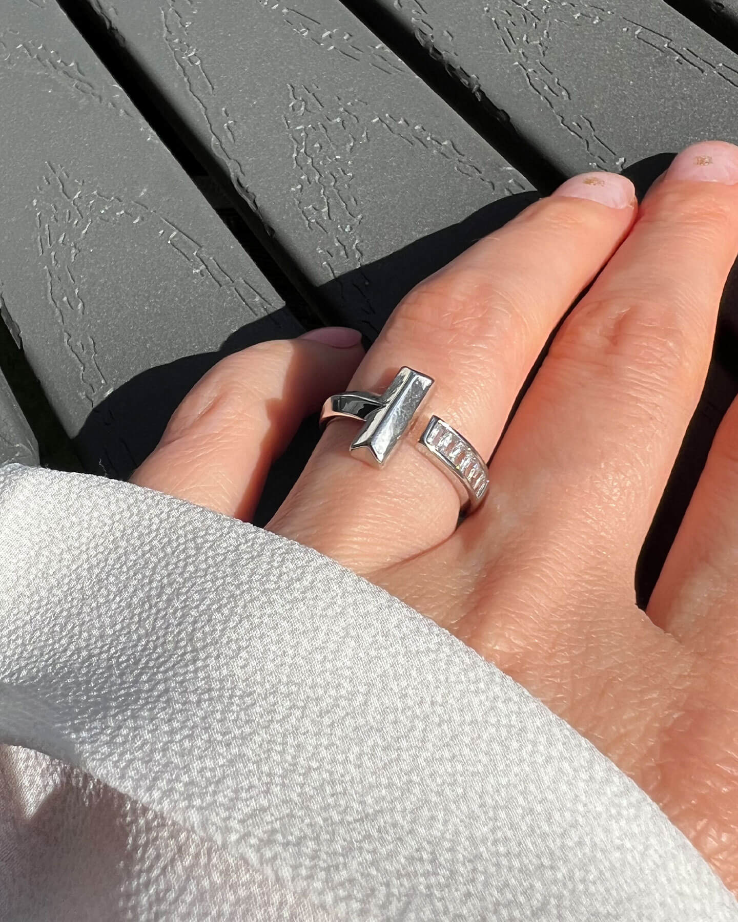 Geometrische Prisma Ring Silber