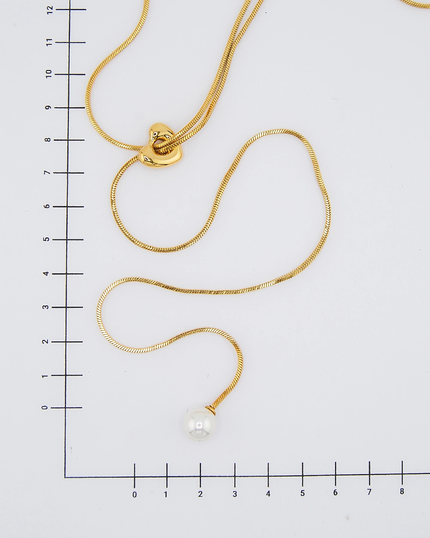 Lochherz-Halskette mit Perle Gold