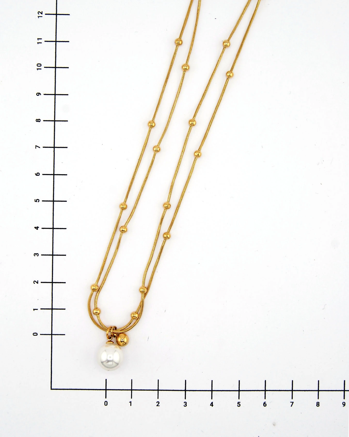 Lange Halskette Mit Einzelner Perle Mit Kette Gold