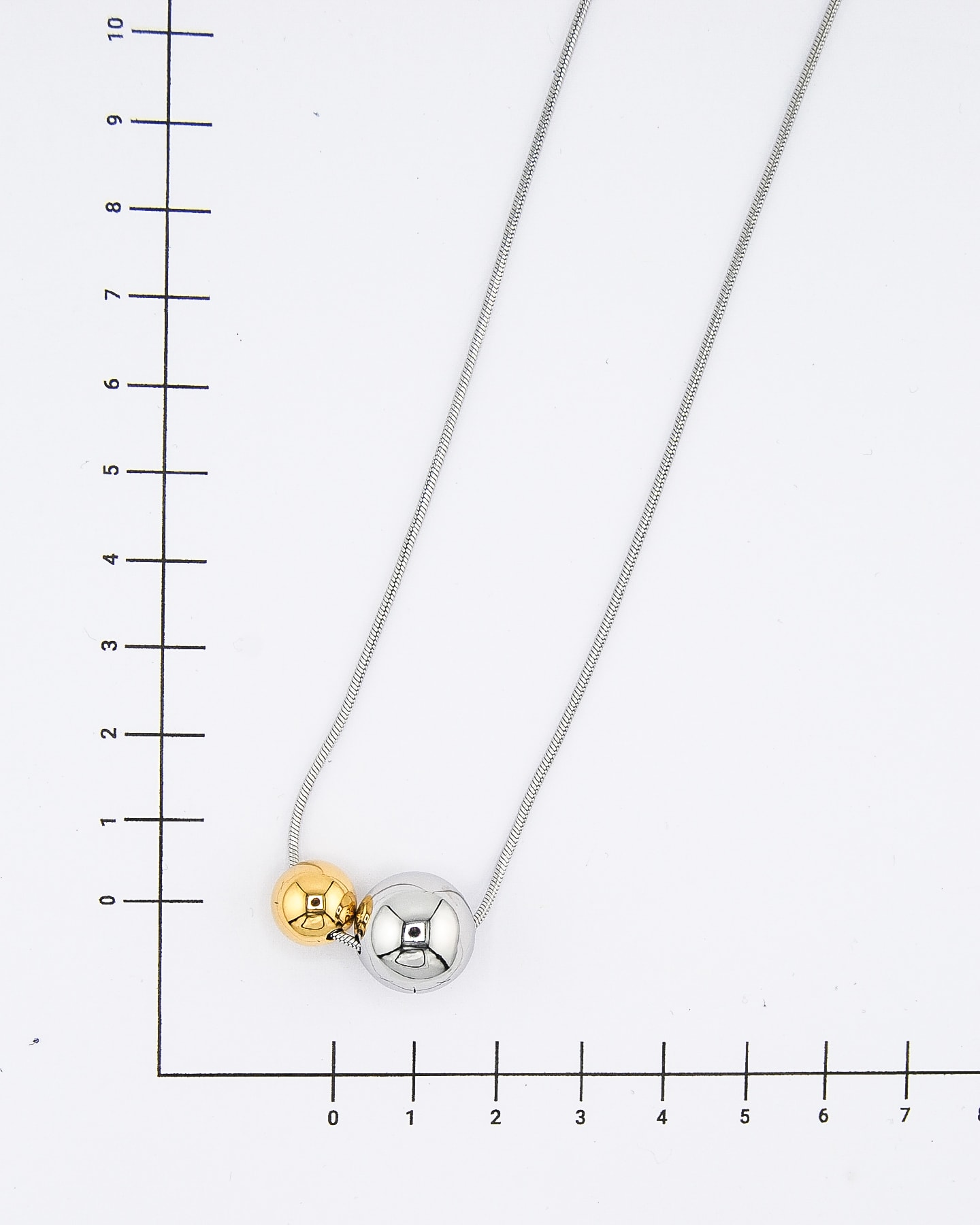 Halskette mit zwei Kugeln Silber - Gold