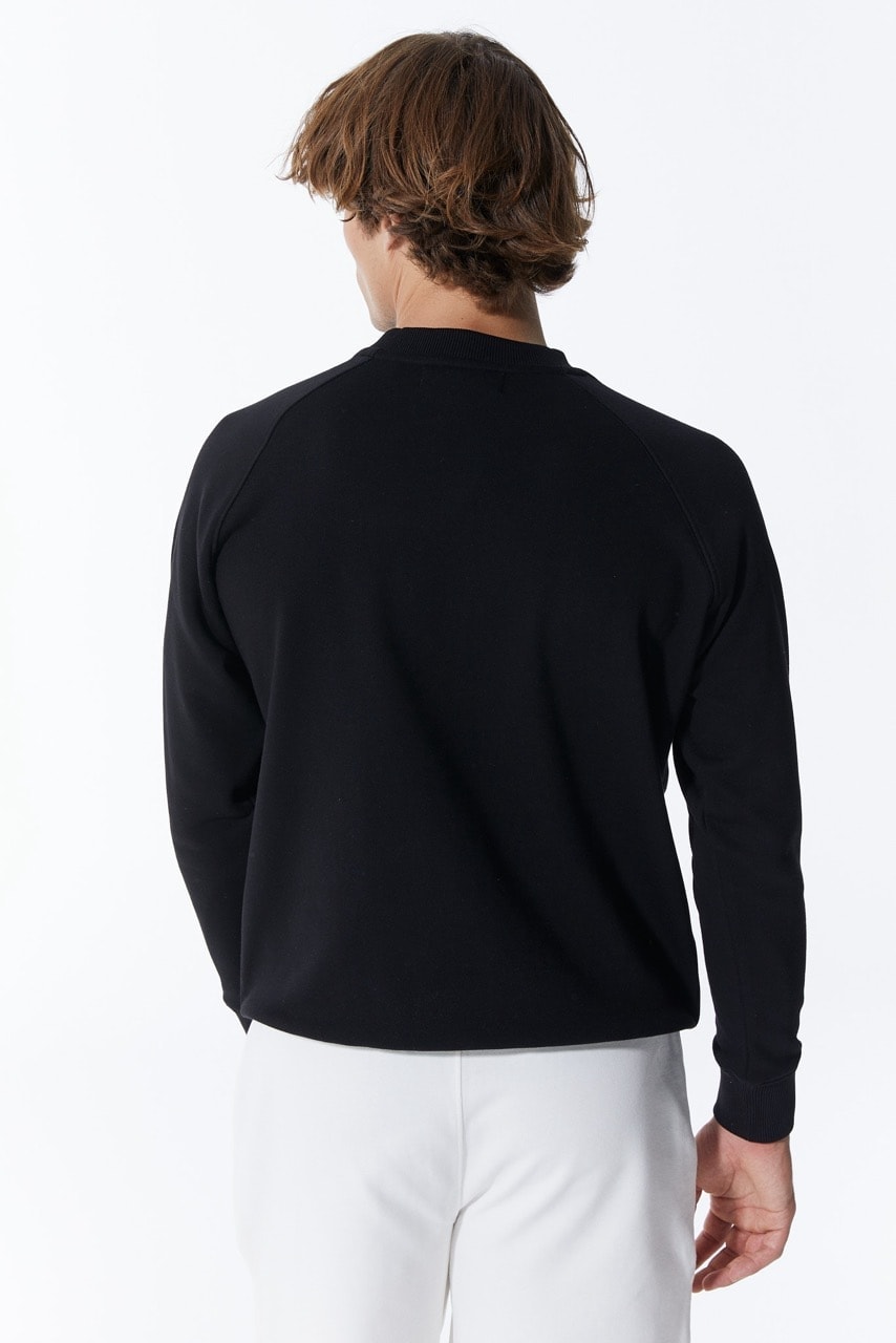 Schulter bedrucktes Herren Sweatshirt Schwarz