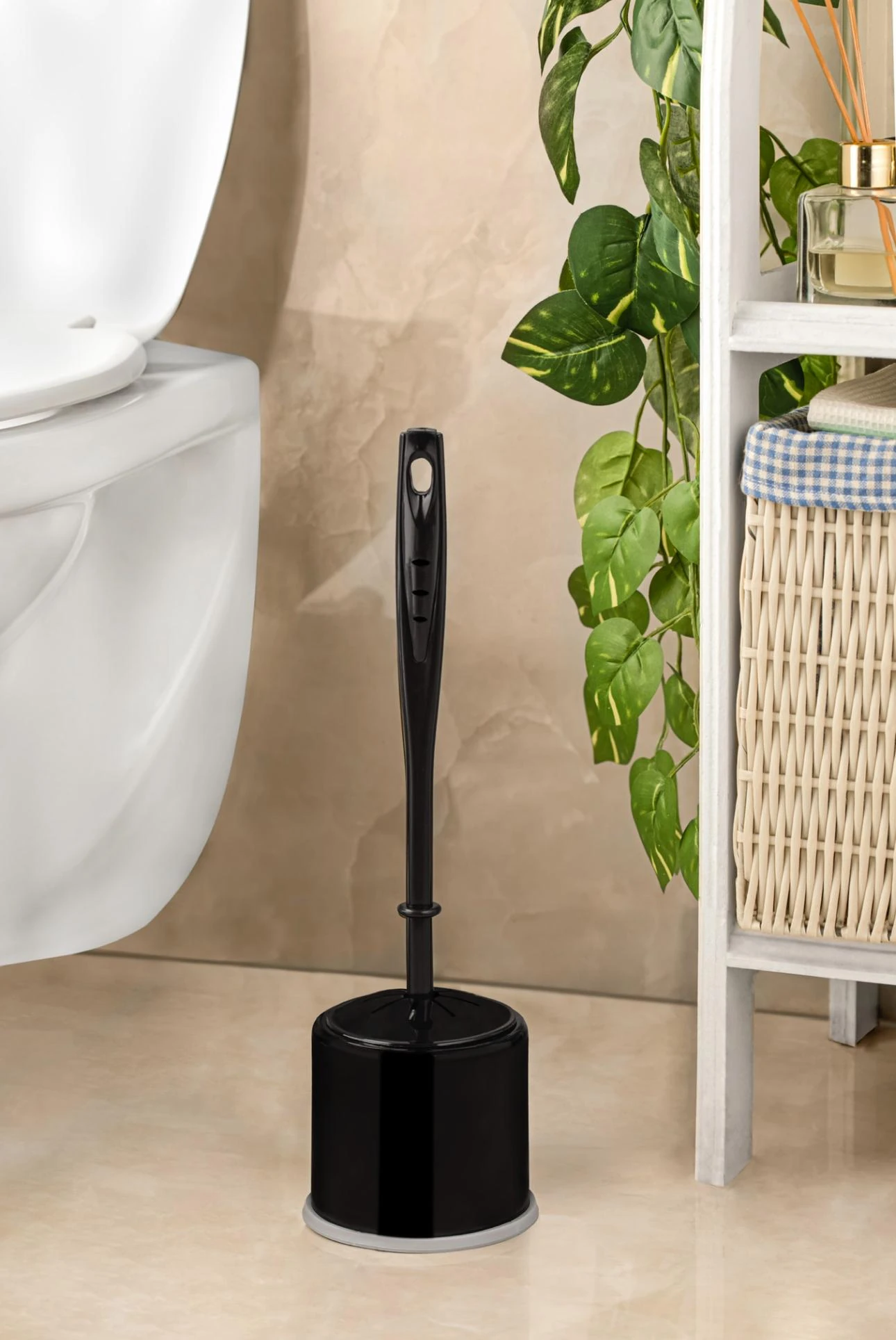 Einfache weiche Toilettenbürste - Schwarz