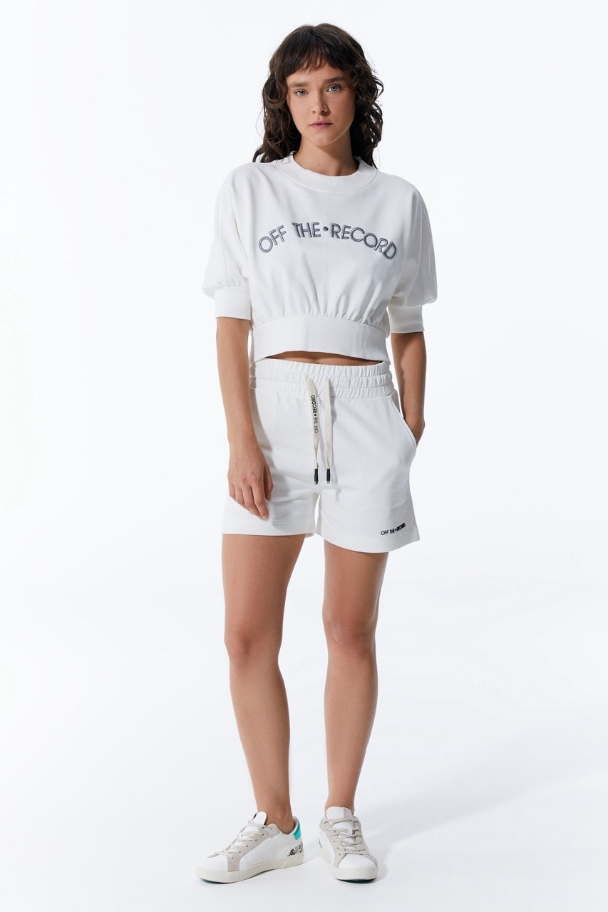 Weißes Damen-Crop-Sweatshirt