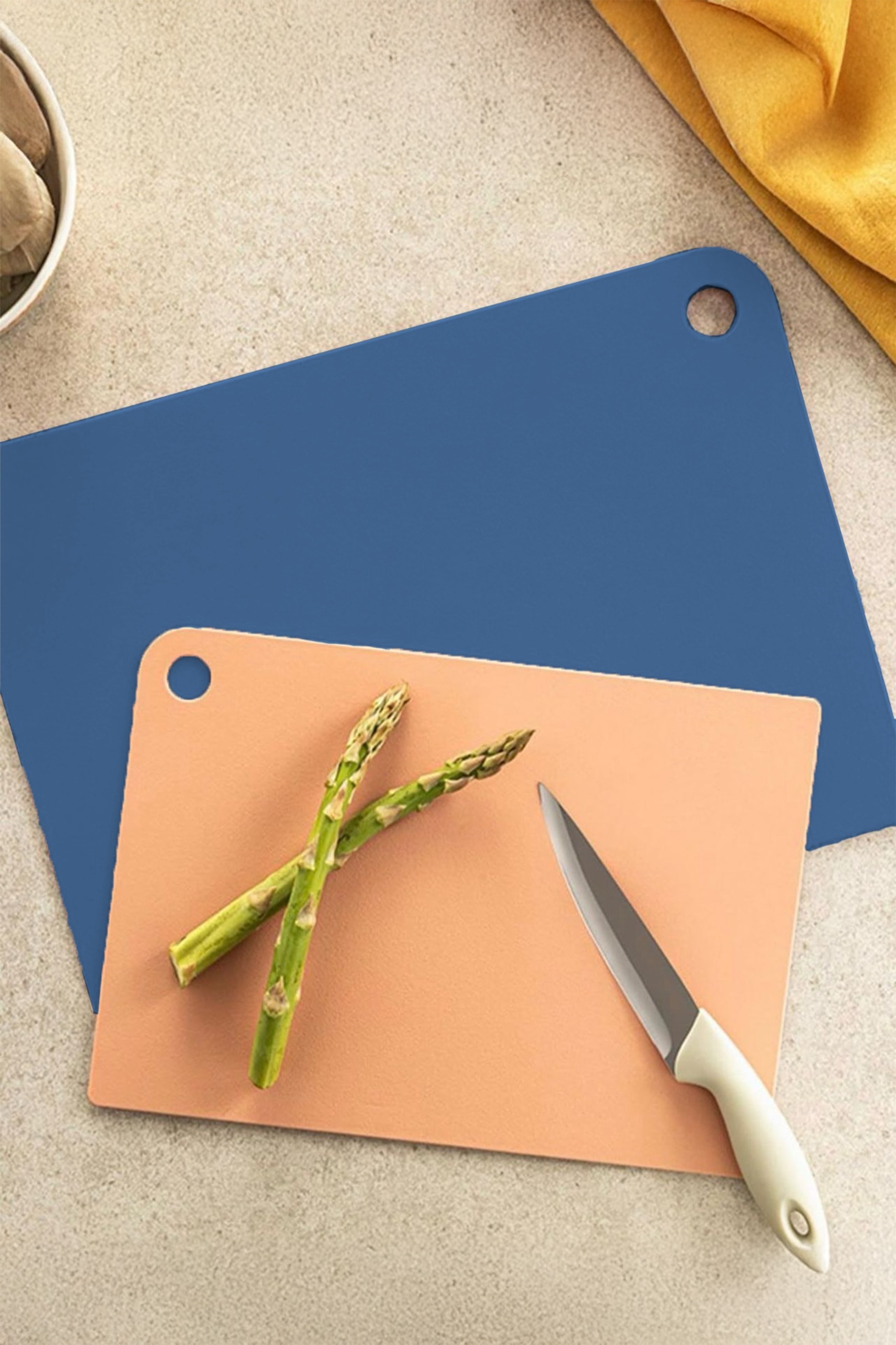 FLEXIBLES Schneidebrett 25x35 cm - & 21x30 cm (2 Stück) - Blau & Lachs