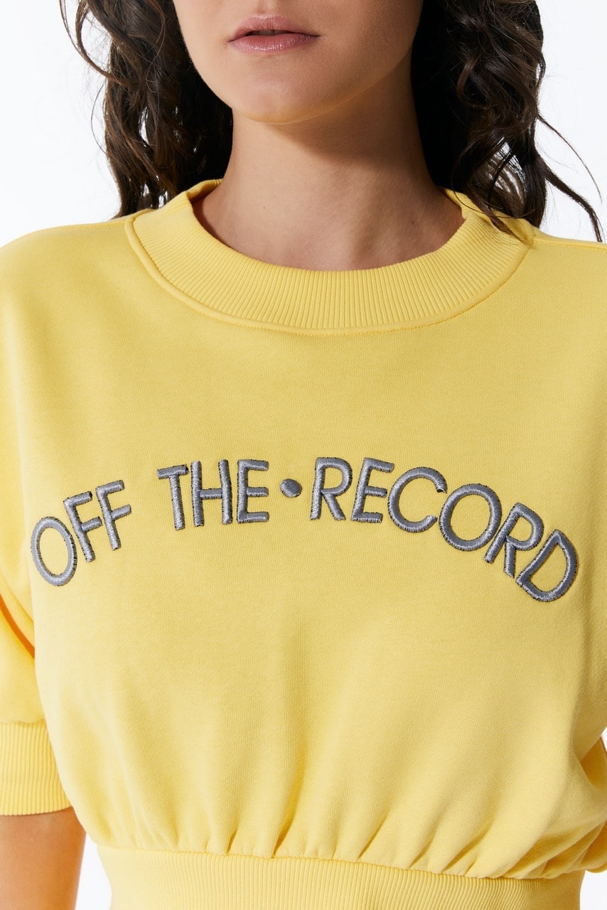Gelbes Damen-Crop-Sweatshirt