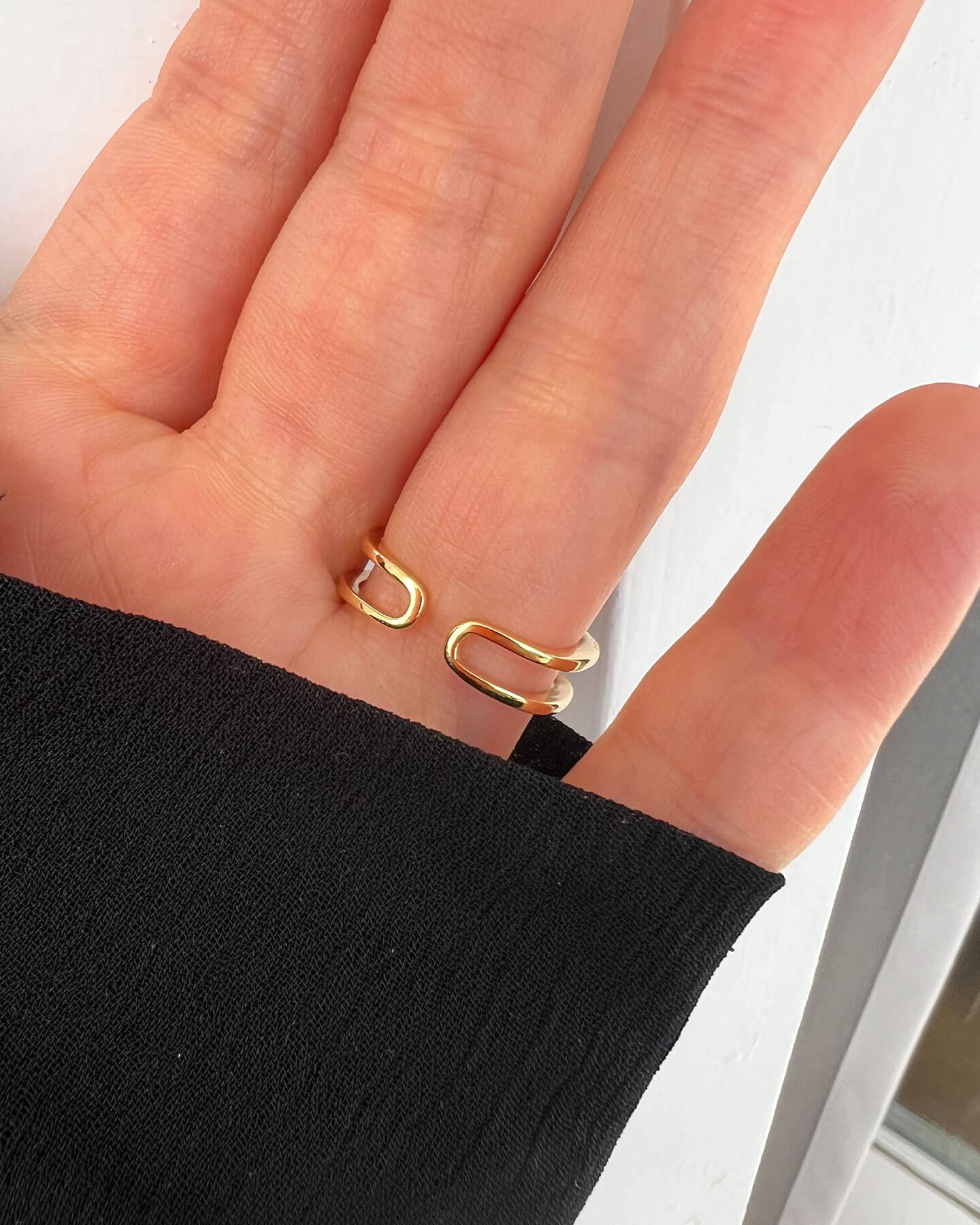 Quadratischer Doppelring Gold