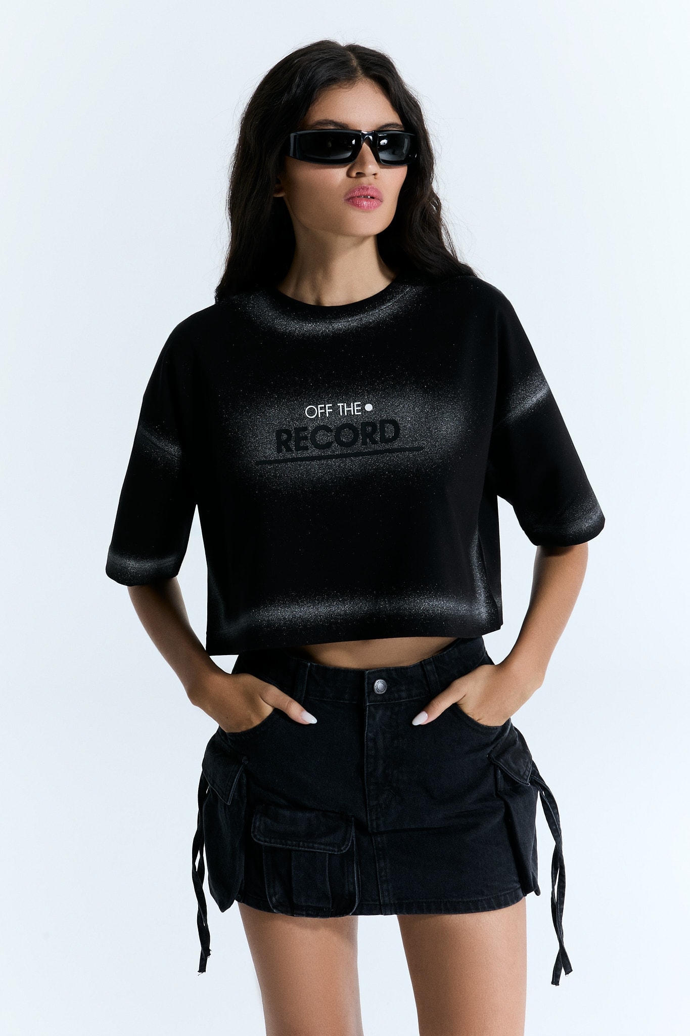 Trendy Touch Schwarz Damen Crop
