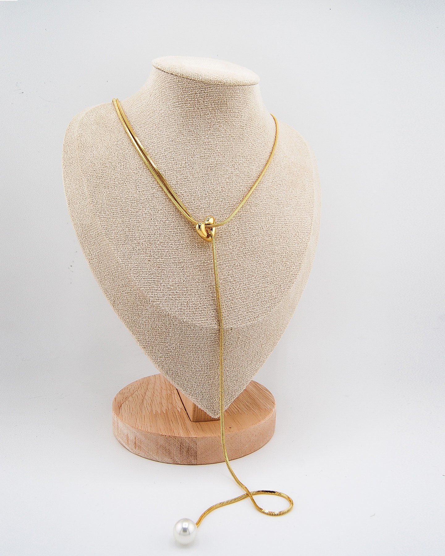 Lochherz-Halskette mit Perle Gold