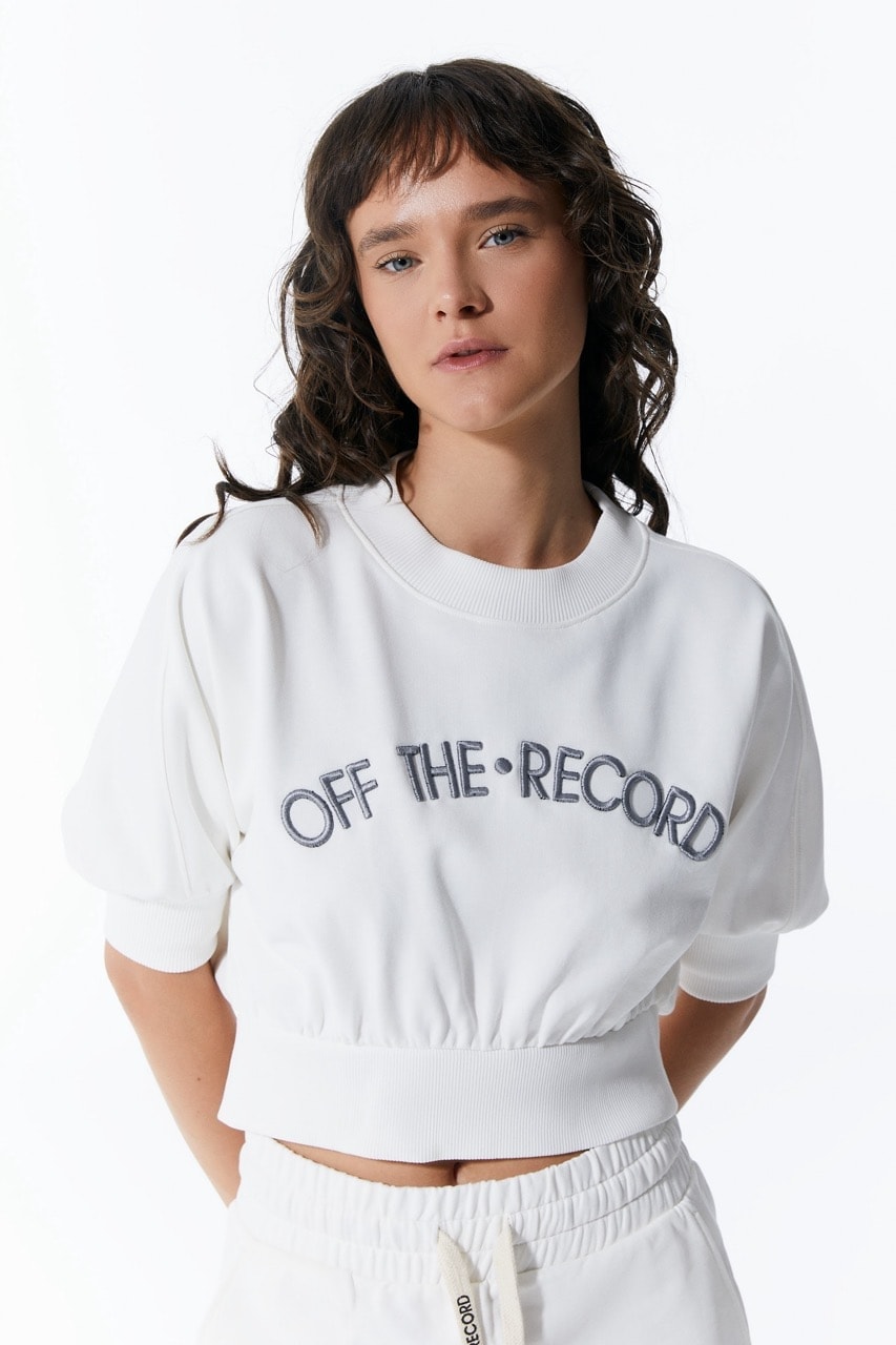 Weißes Damen-Crop-Sweatshirt