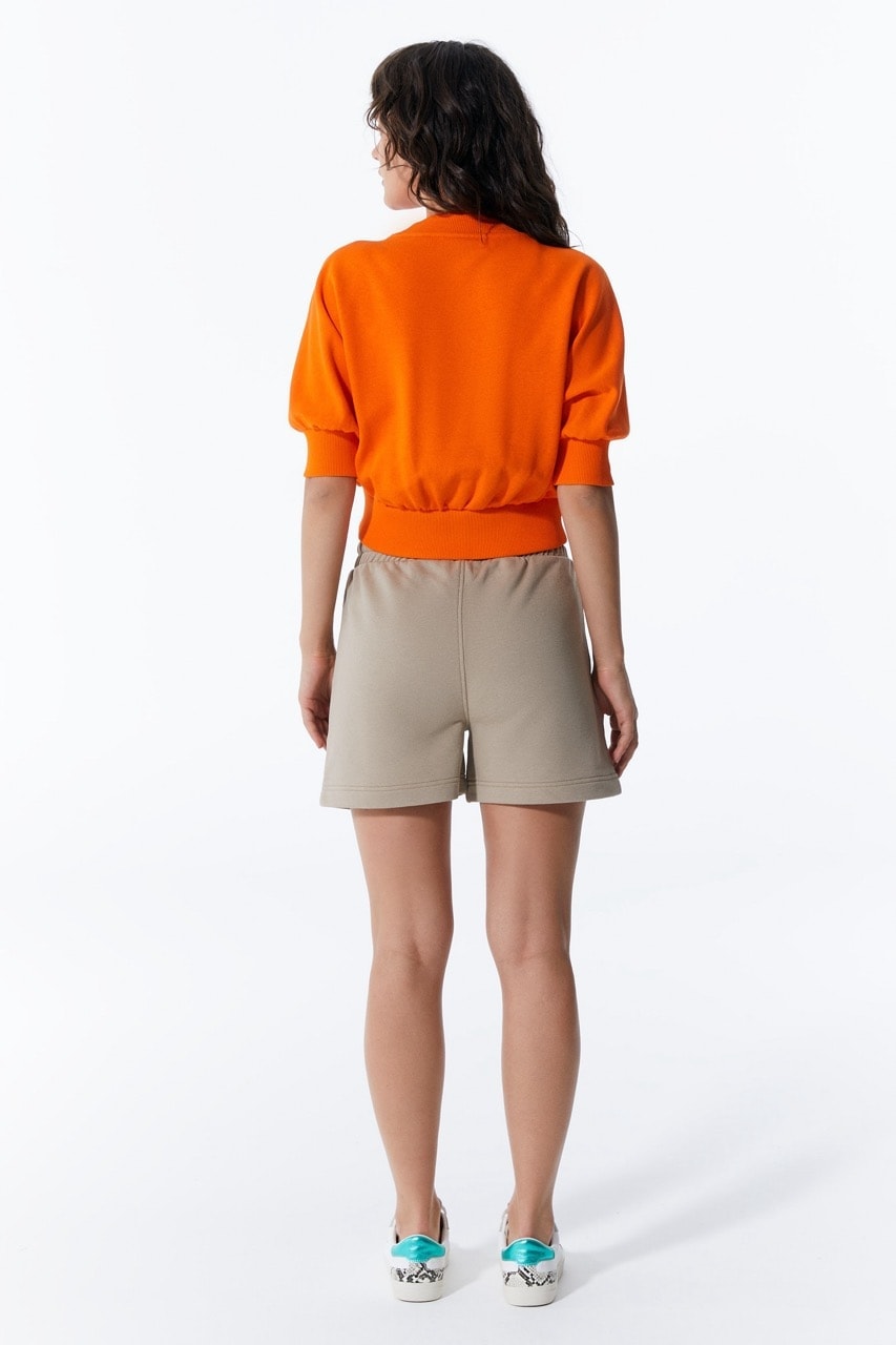 Orangefarbenes Damen-Crop-Sweatshirt