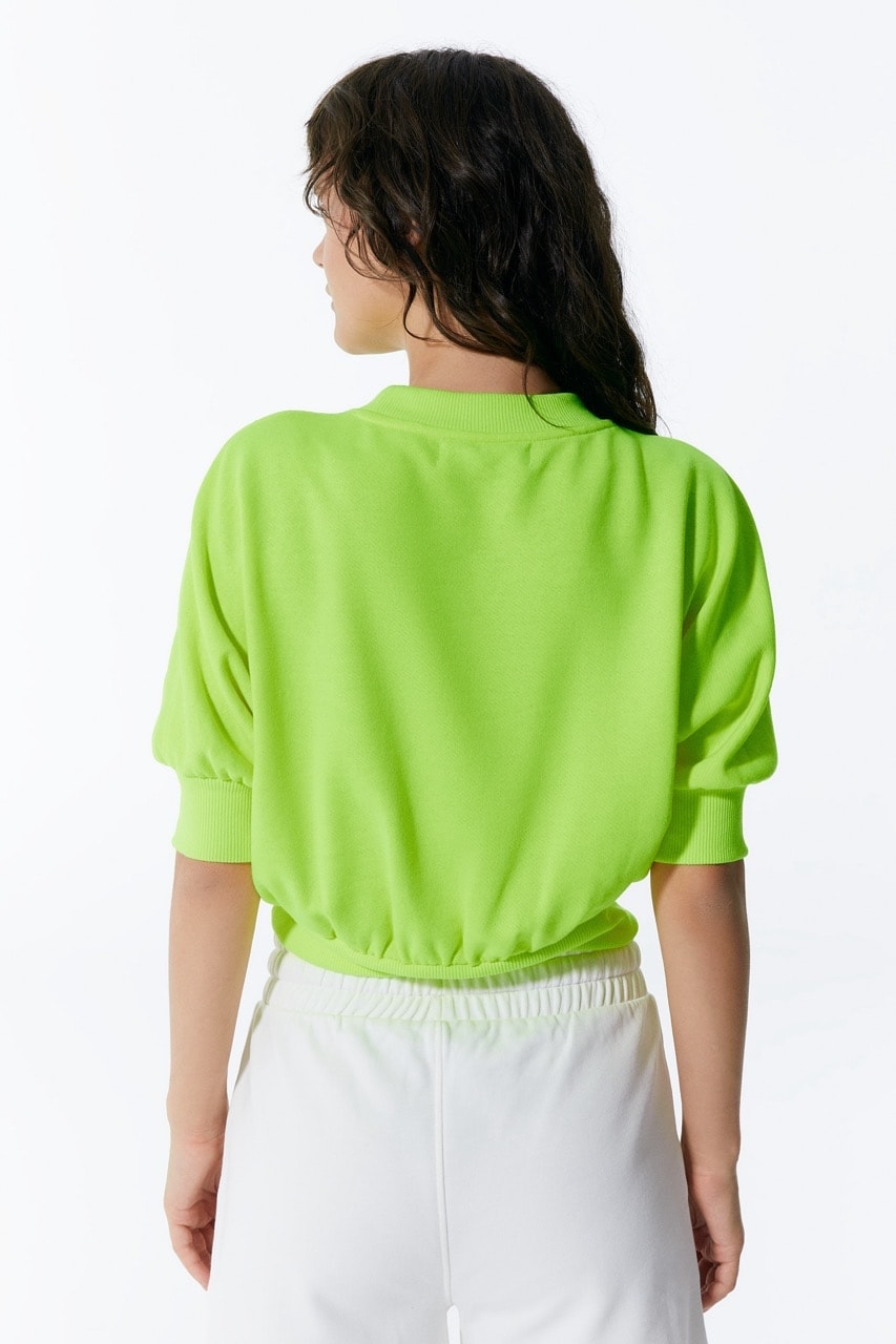 Neongrünes Damen-Crop-Sweatshirt