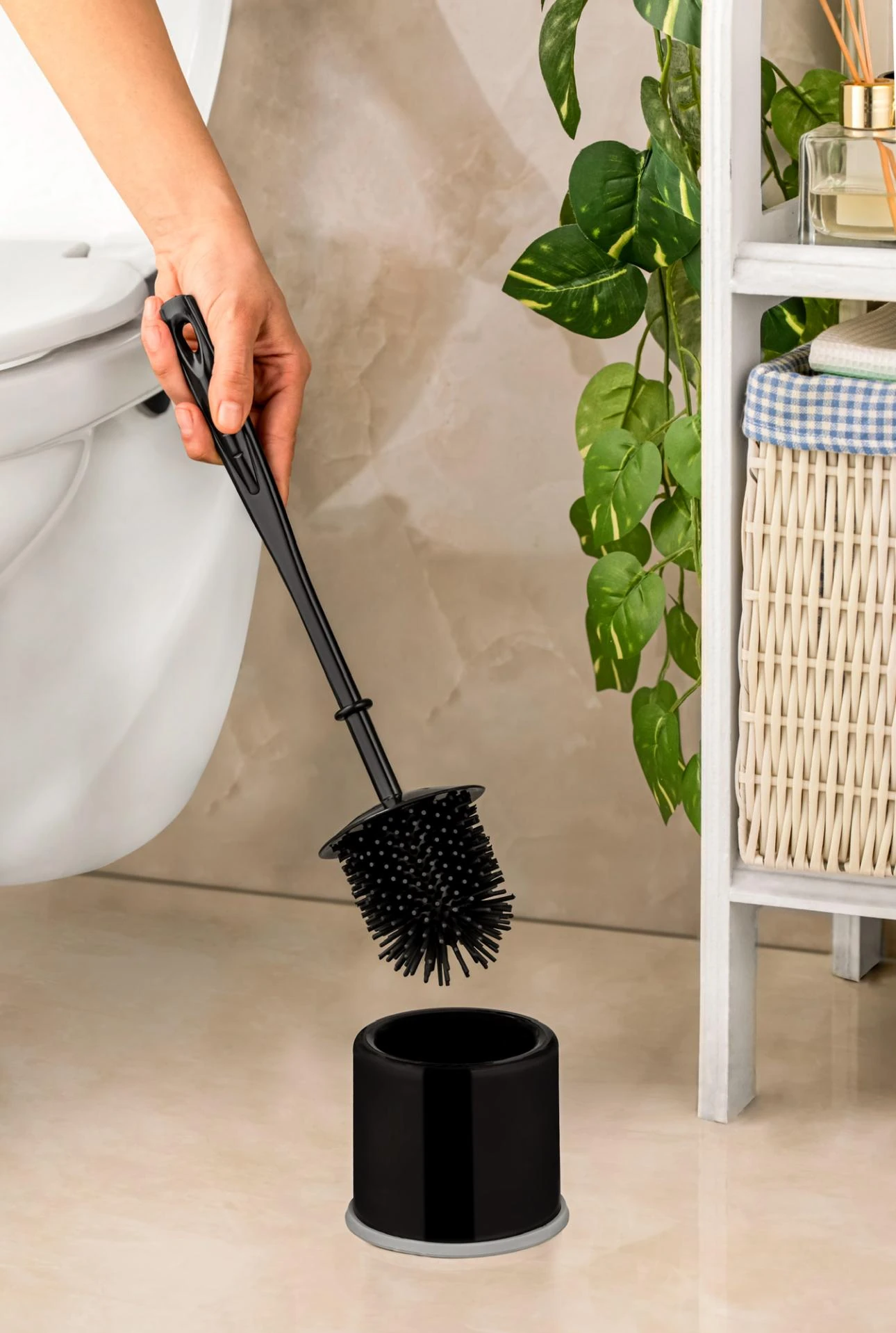 Einfache weiche Toilettenbürste - Schwarz