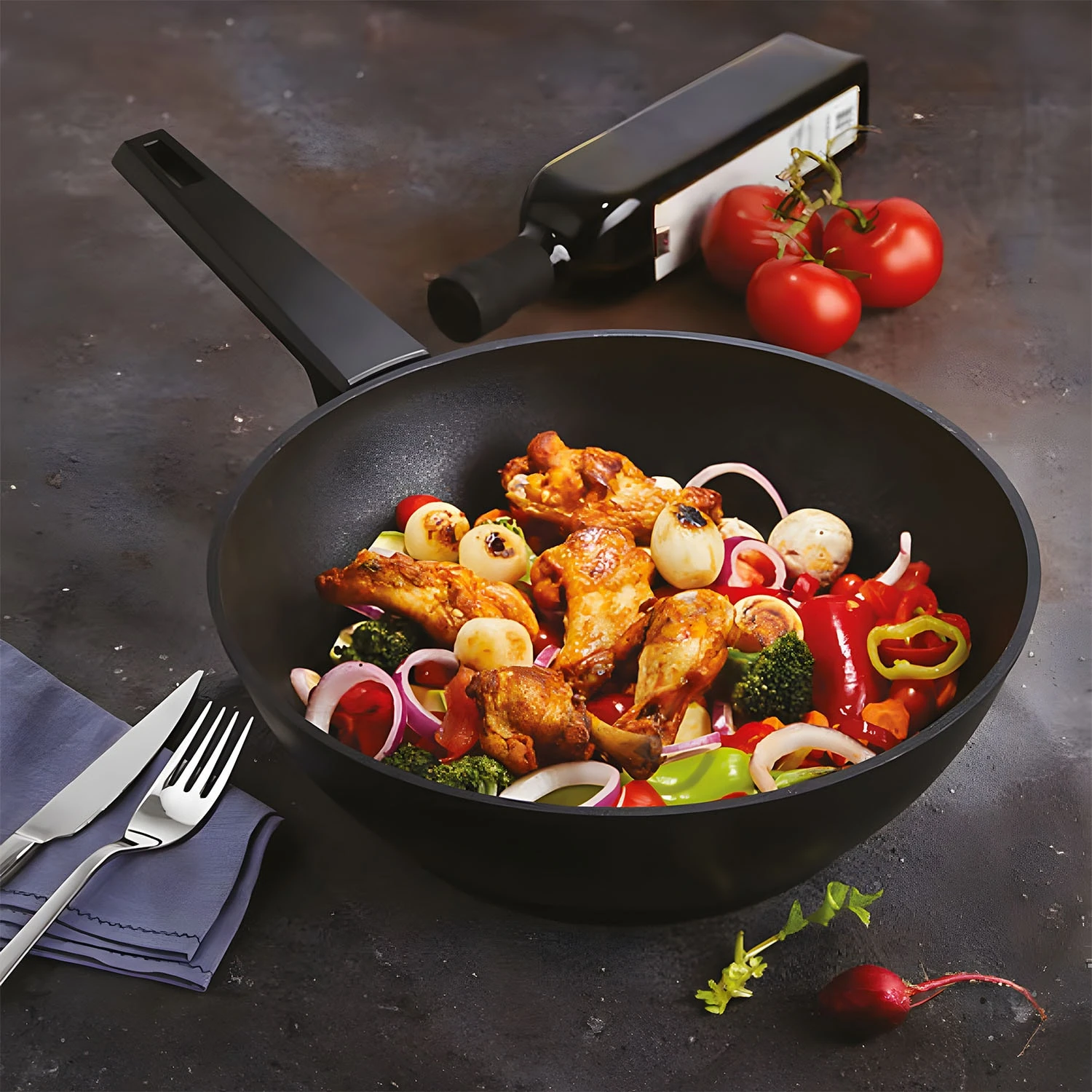 CAZORIA Bratpfanne WOK 29 cm - Schwarz