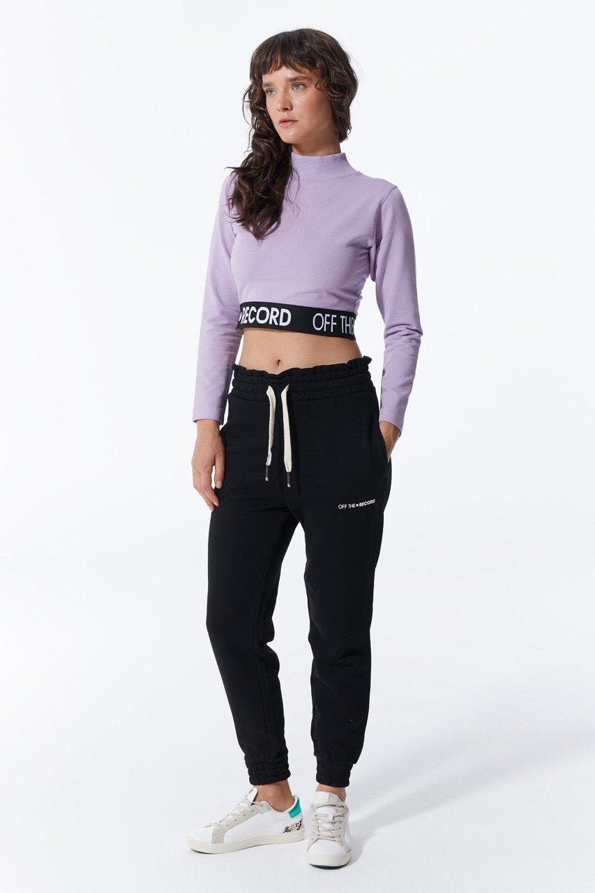 Flieder Damen-Crop mit Taillendetail