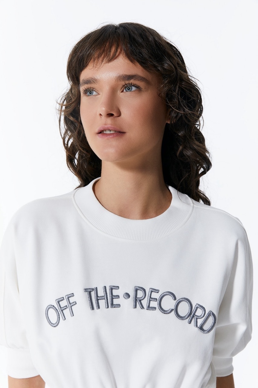 Weißes Damen-Crop-Sweatshirt