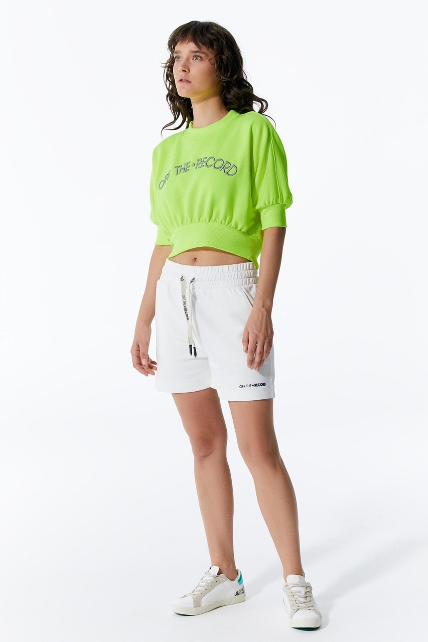 Neongrünes Damen-Crop-Sweatshirt