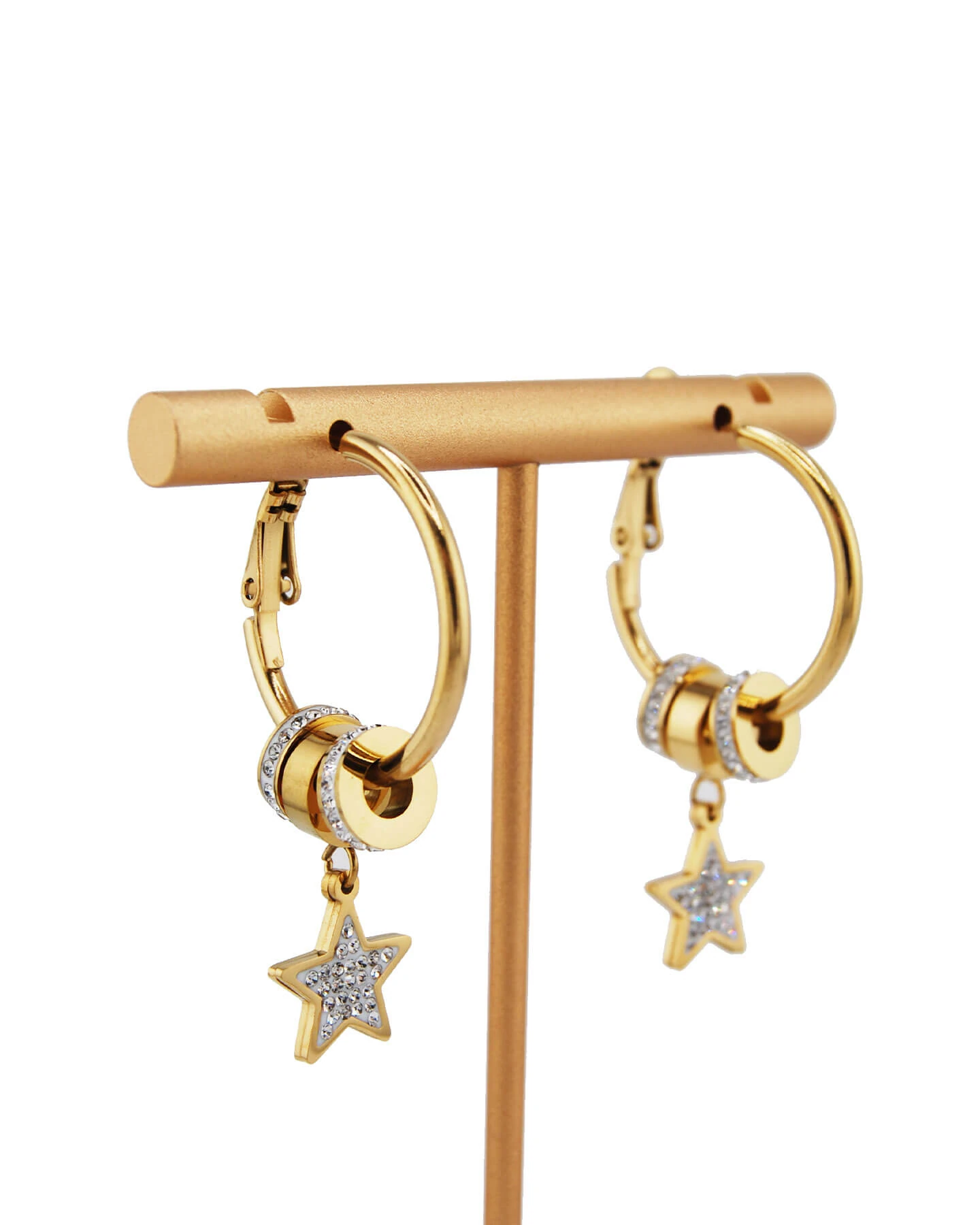 Zircon Zylinder Stern Creolen Gold