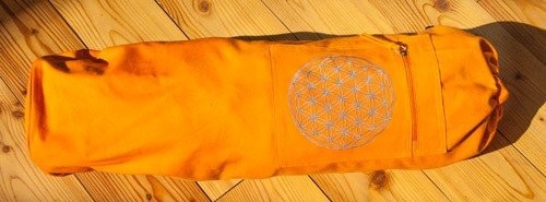 Yoga Tasche mit Blume des Lebens orange Länge 75 cm