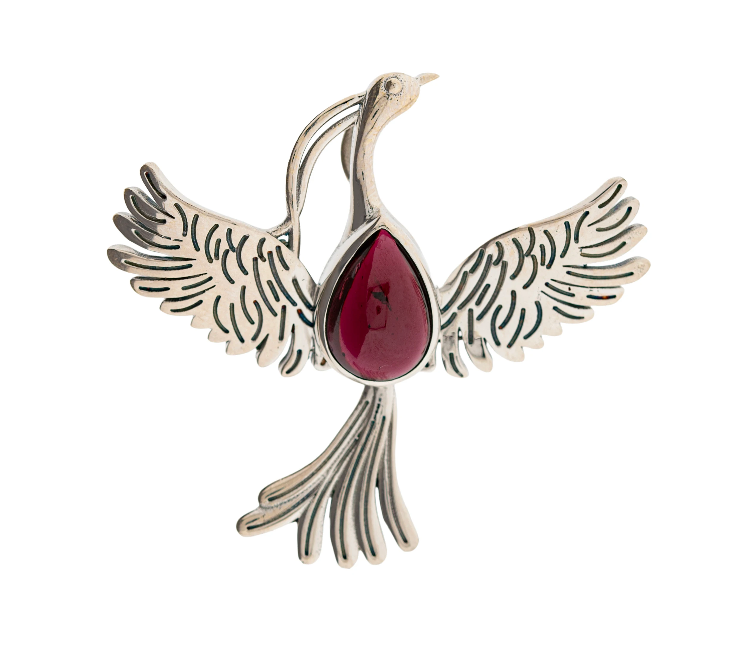Phönix mit Granat 925 Sterling Silber