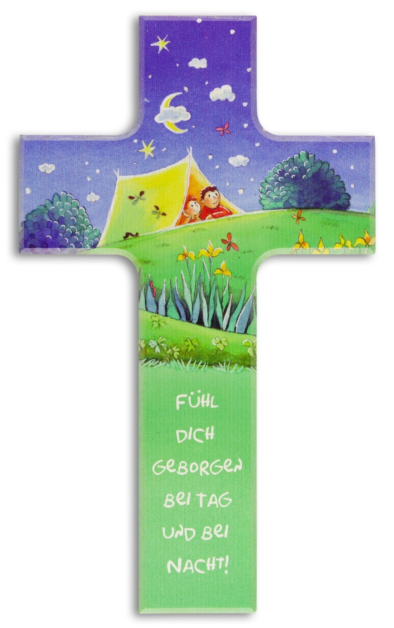 Kinderkreuz bunt - Fühl dich geborgen 15 x 9 cm