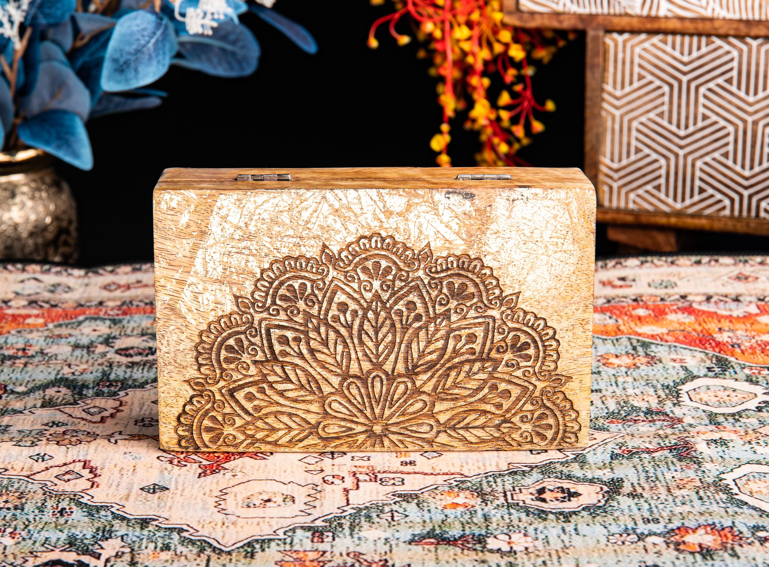 Mandala Holzbox Goldverzierung