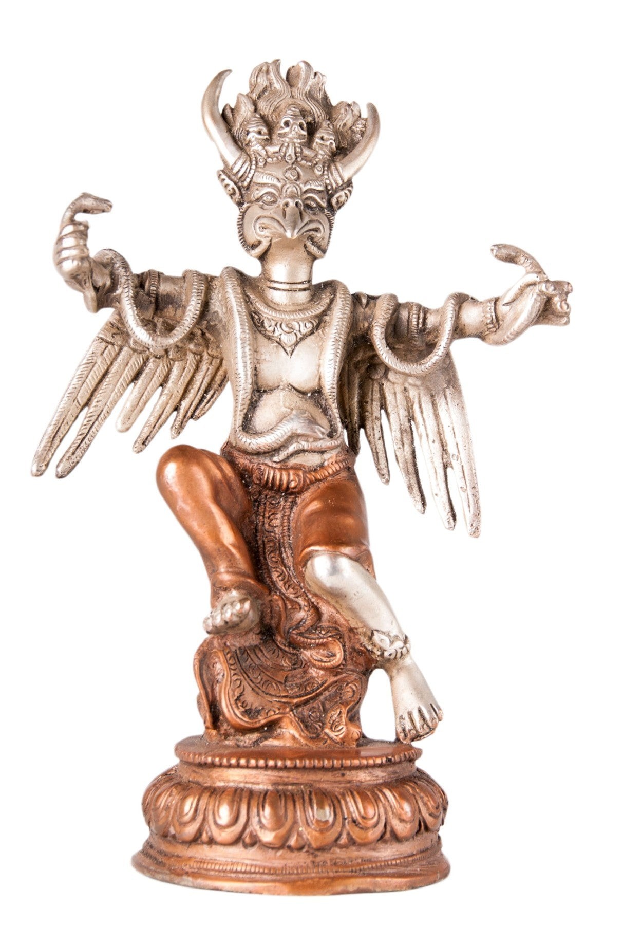 Garuda, versilbert/verkupfert Messing, ca. 21 cm