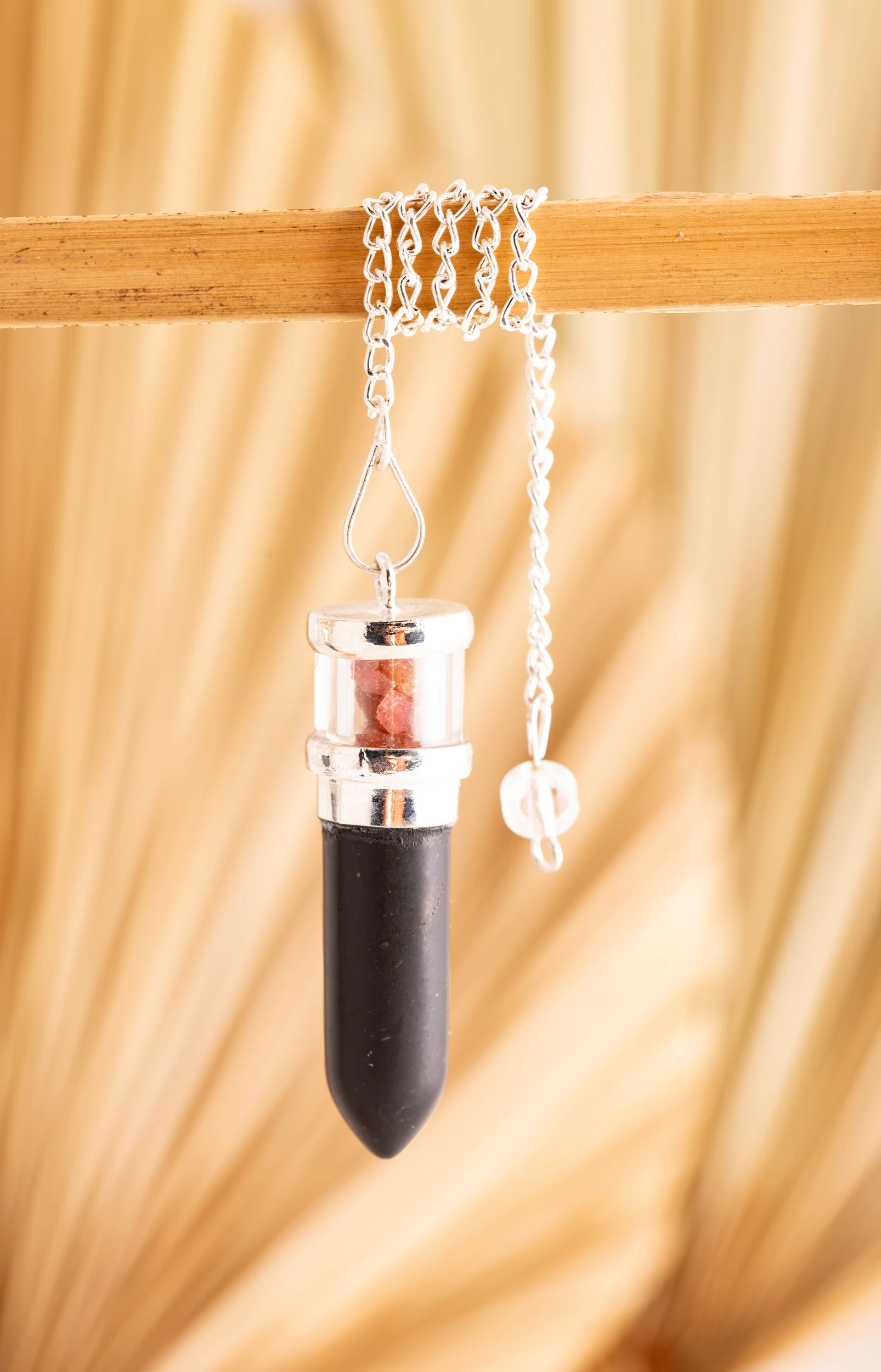 Schungit Pendel mit Turmalin