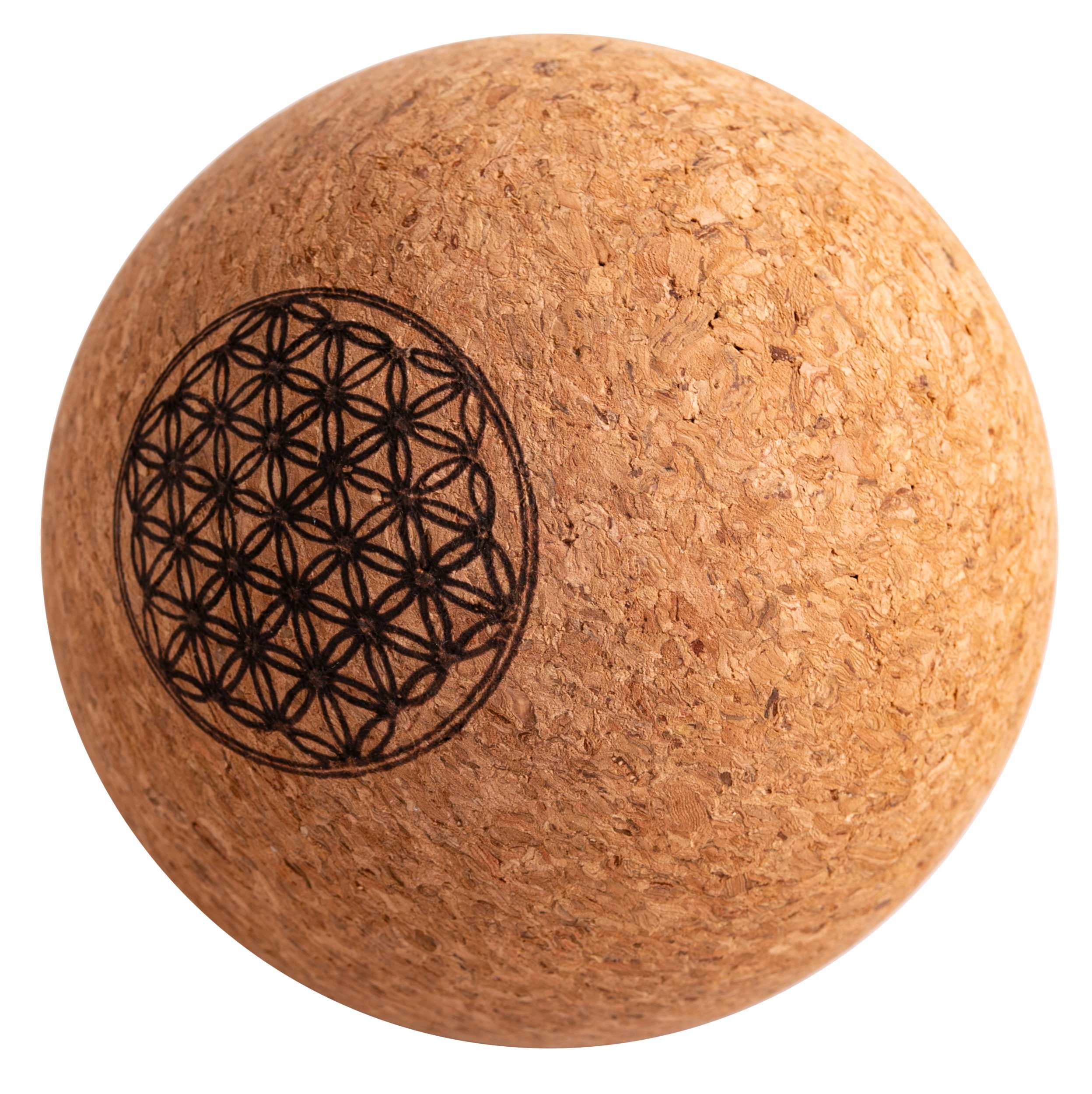 Faszienball aus Kork, mittel mit Blume des Lebens, 8cm