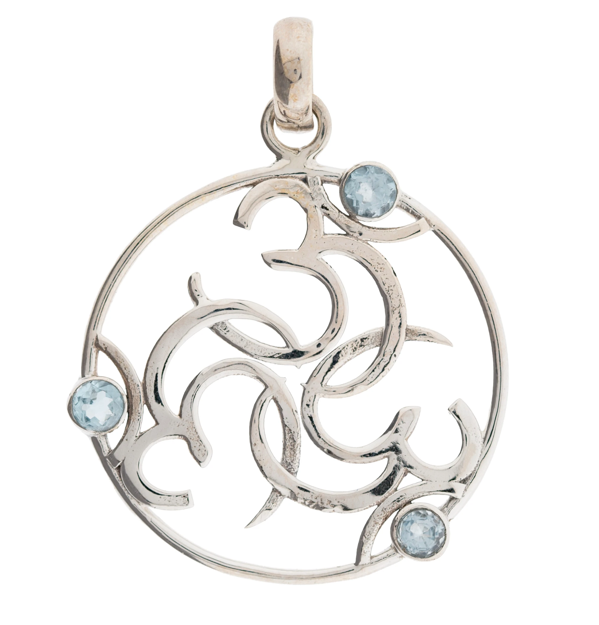 Triple OM mit Topaz 925 Sterling Silber