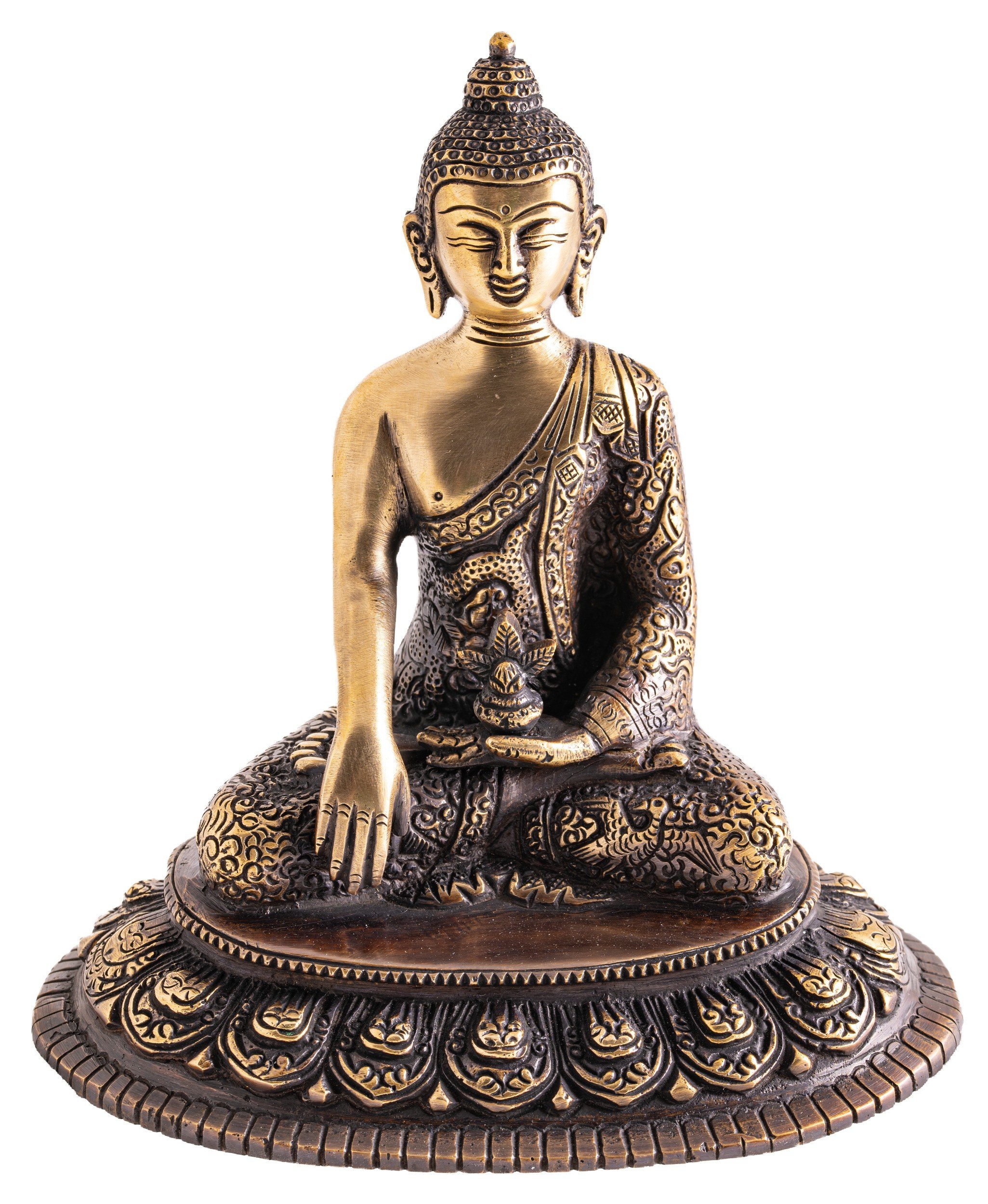 Buddha Shakyamuni Messing, antik braun Finish