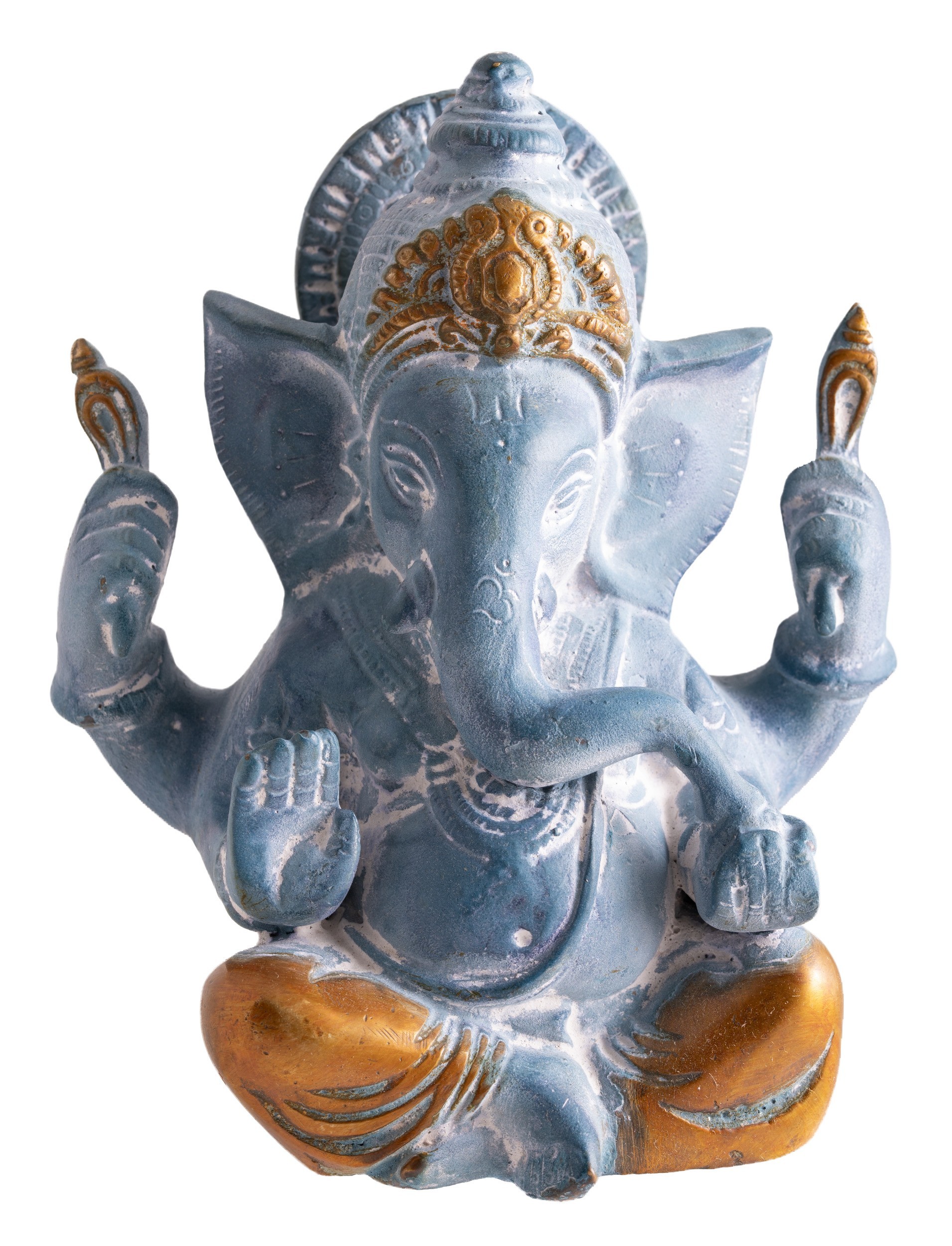 Ganesh blauer Sandstein/Gold Finish