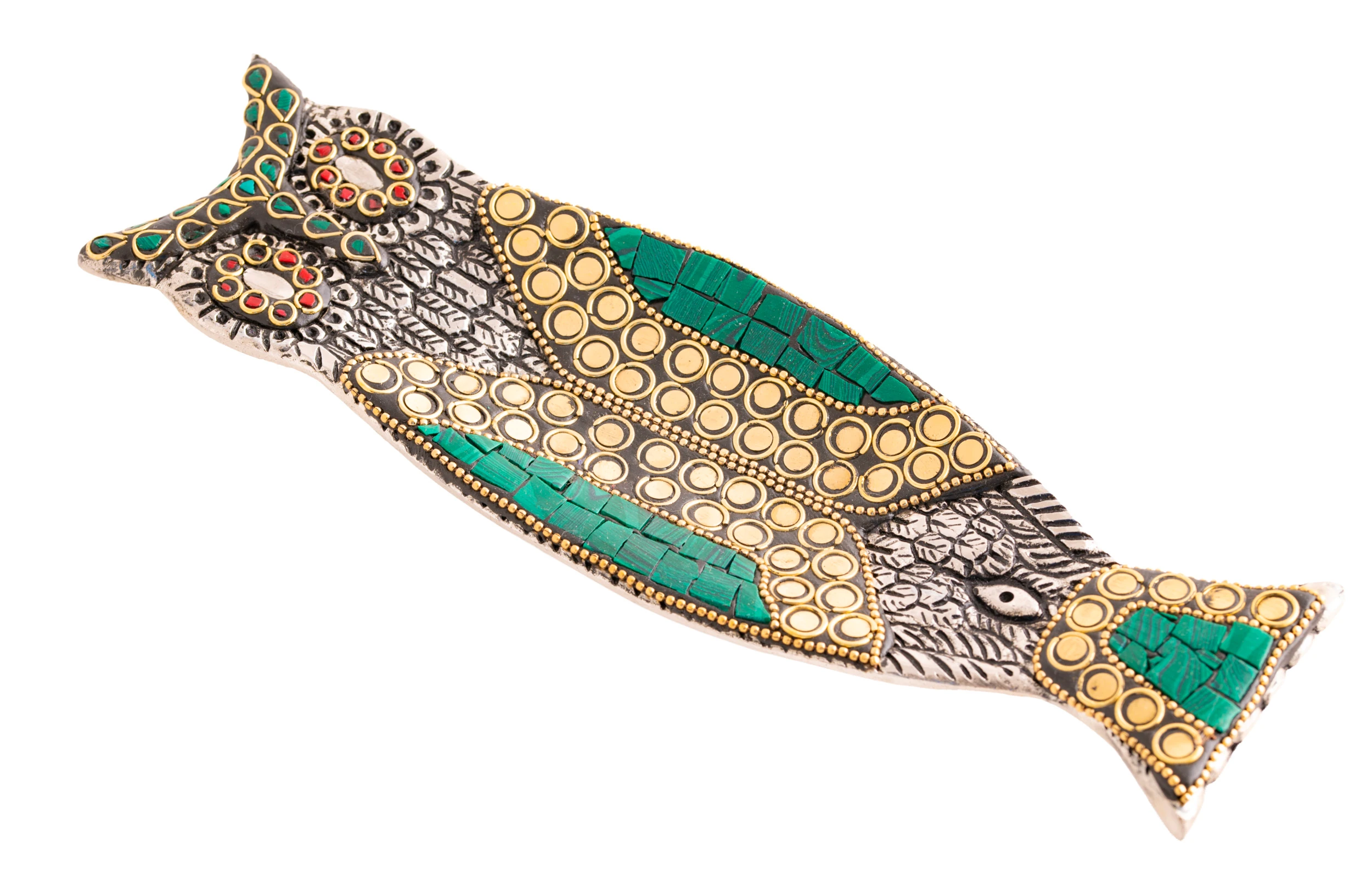 Kunstreiche Eule Weißmetall mit Steinen