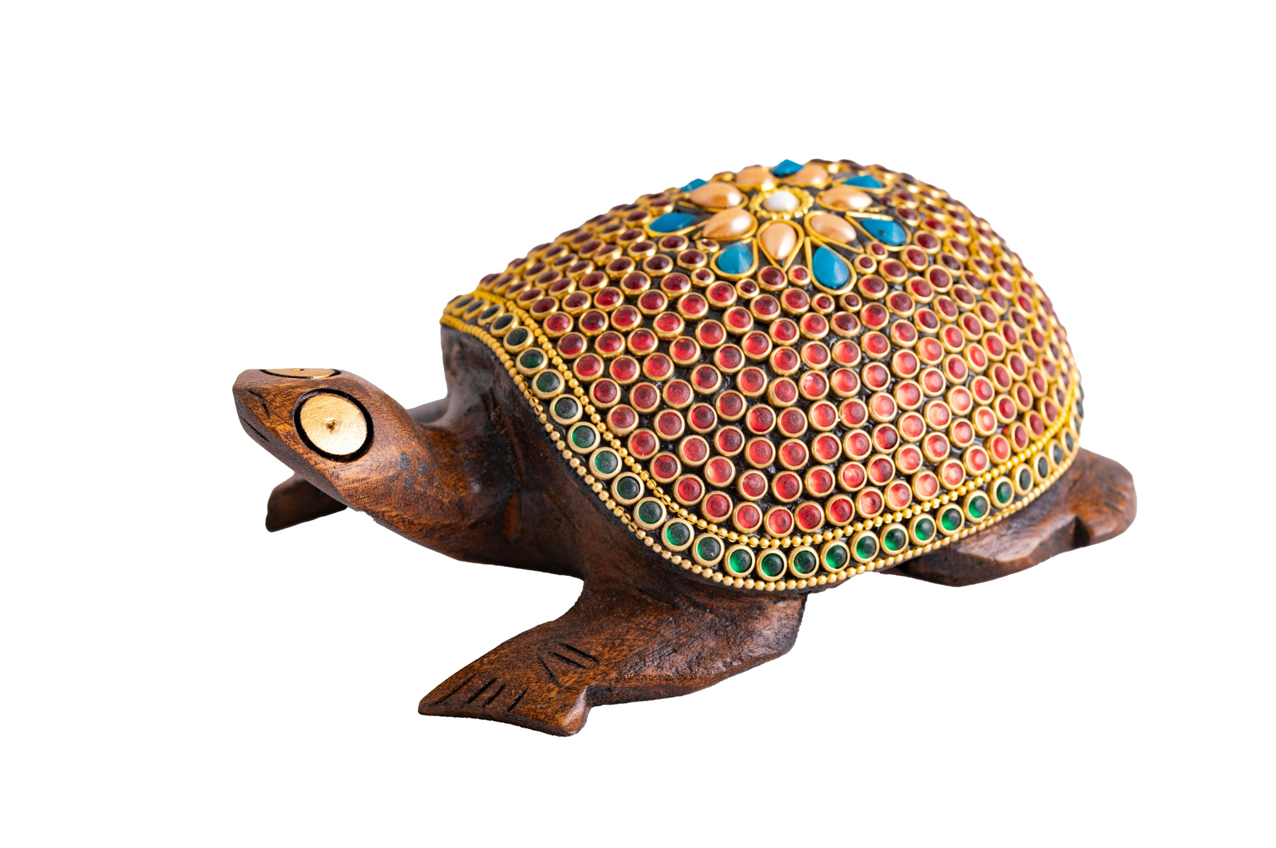 Zauberschildkröte, groß Eukalyptusholz mit Steinen