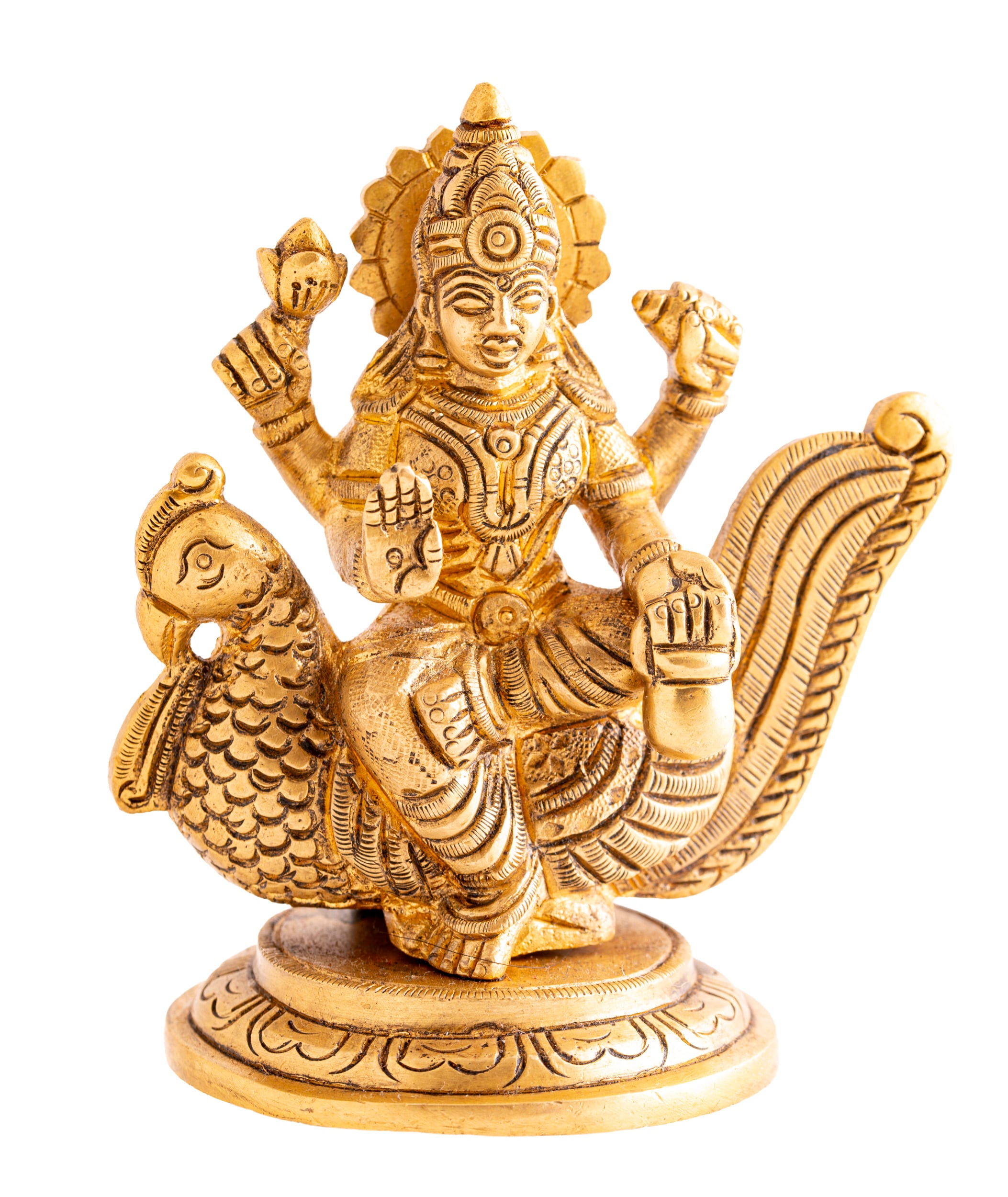 Lakshmi auf Pfau Messing, antik