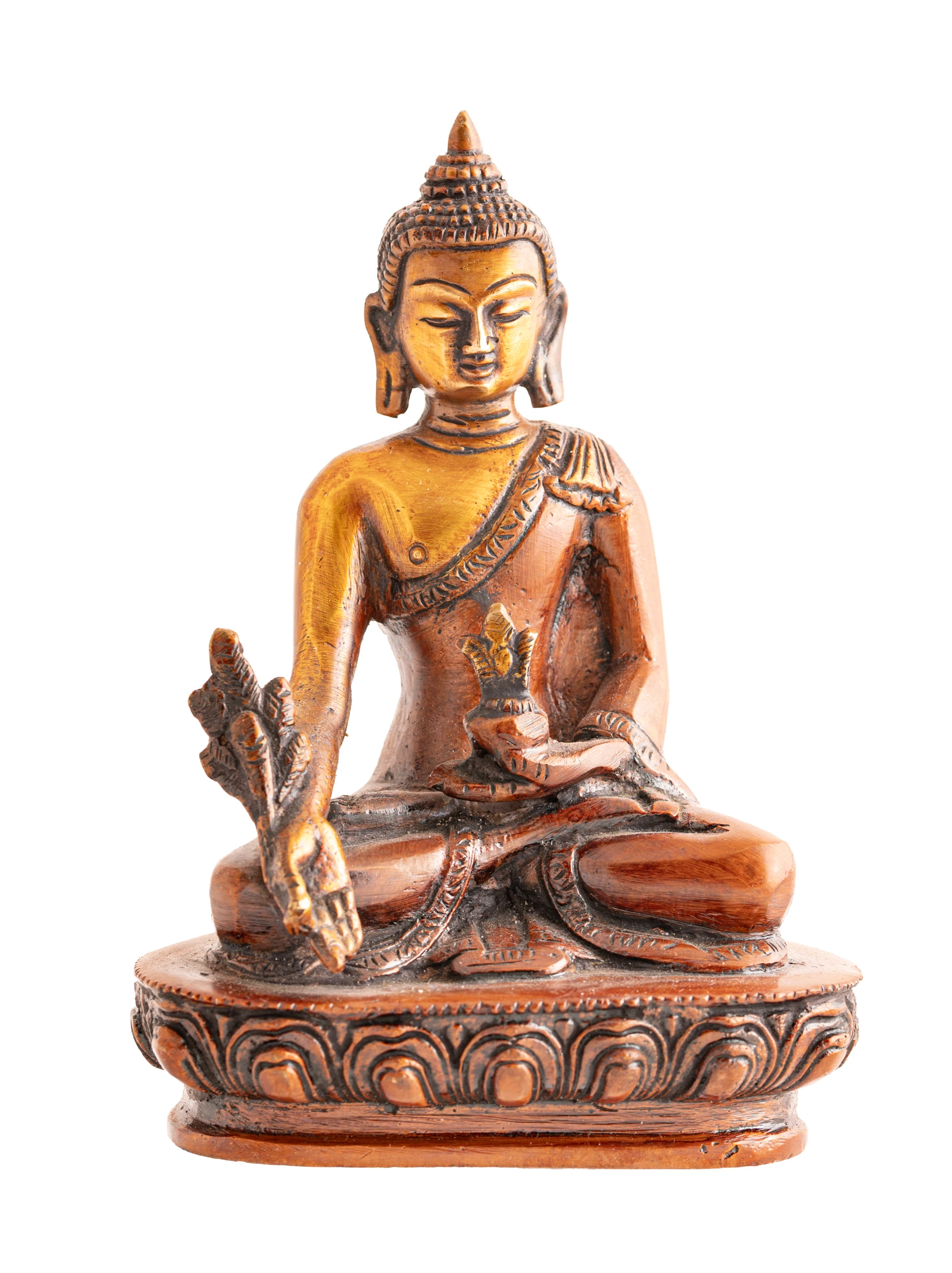 Medizin Buddha Messing, finish: poliert, Nepali Orange
