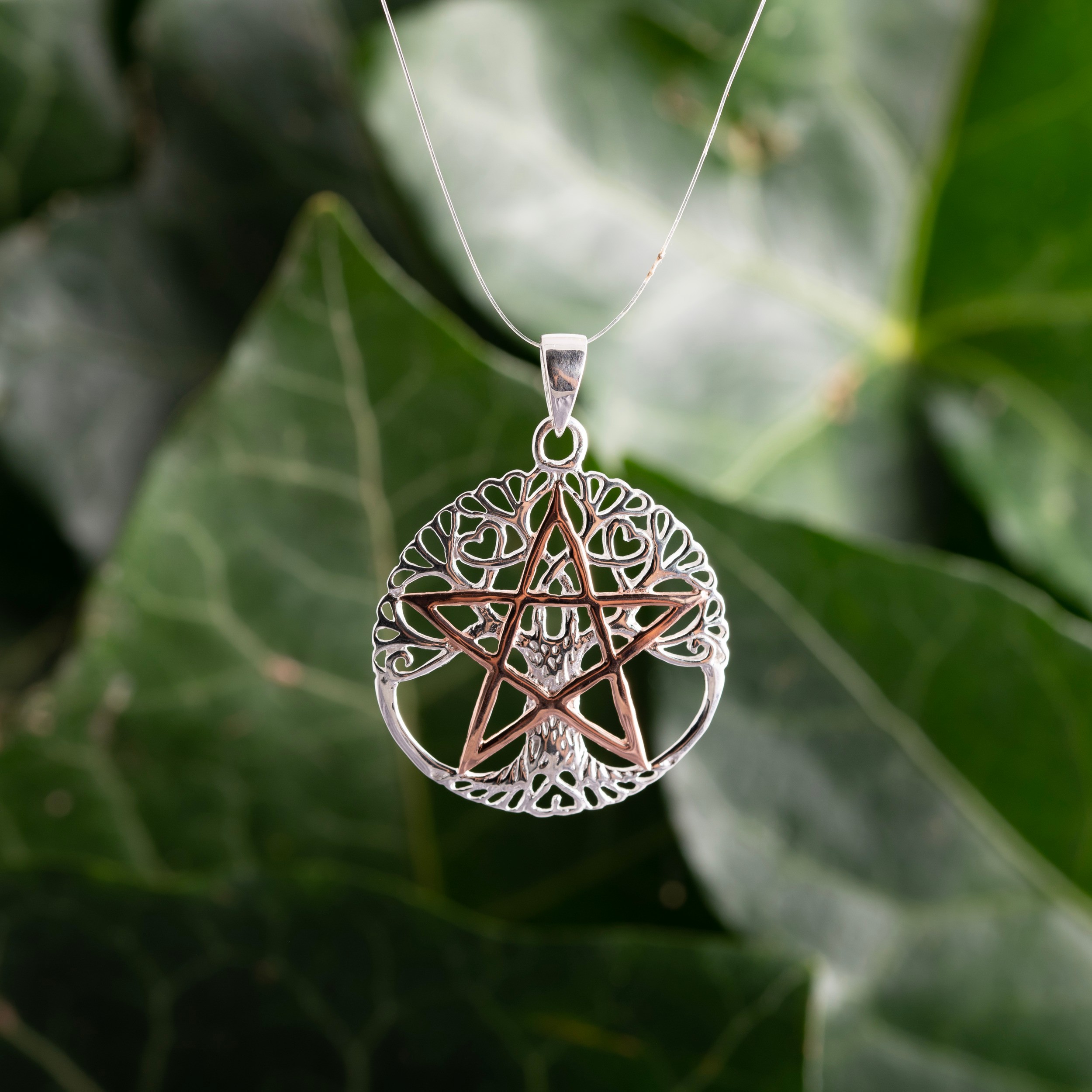 Yggdrasil mit Pentagramm Anhänger 925 Silber