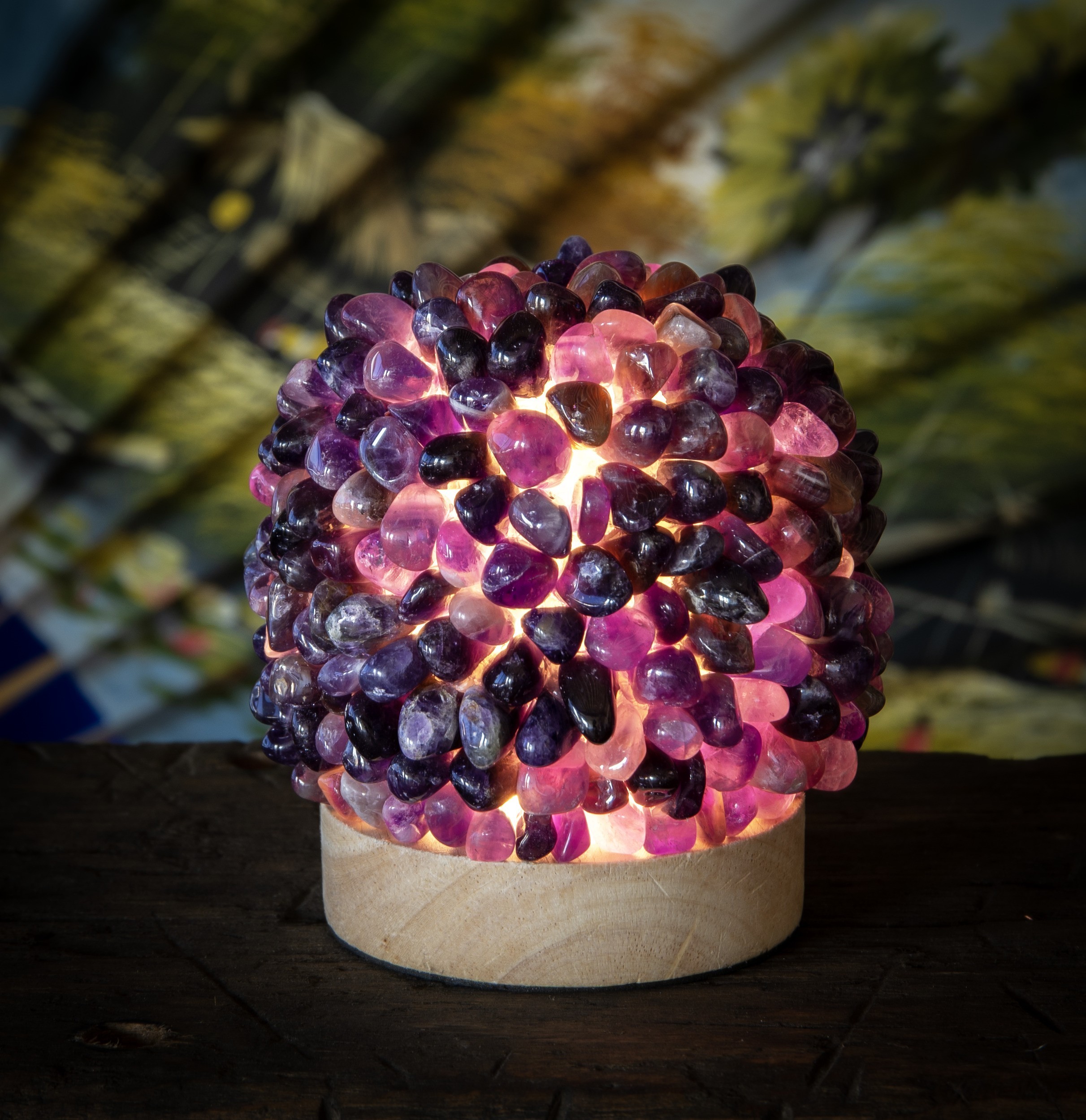 Kugelkristallleuchte mit Amethyst