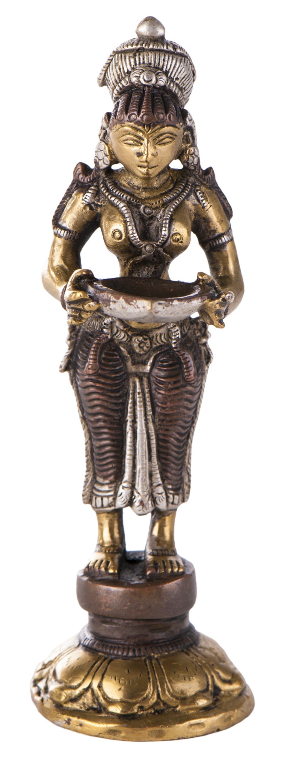 Lakshmi, stehend, 14 cm Messing