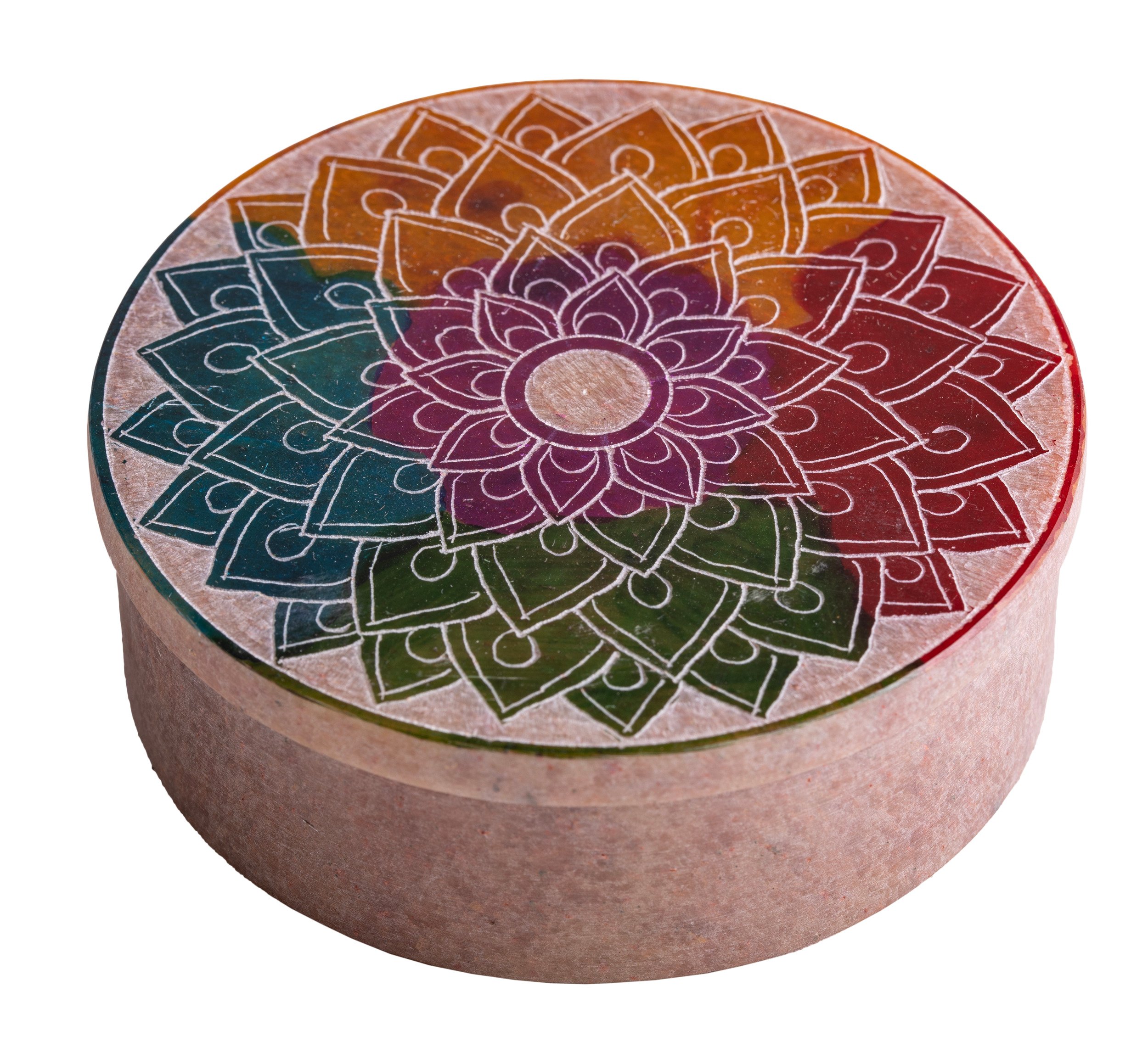 Zauberhafte Regenbogen Mandala Schatulle