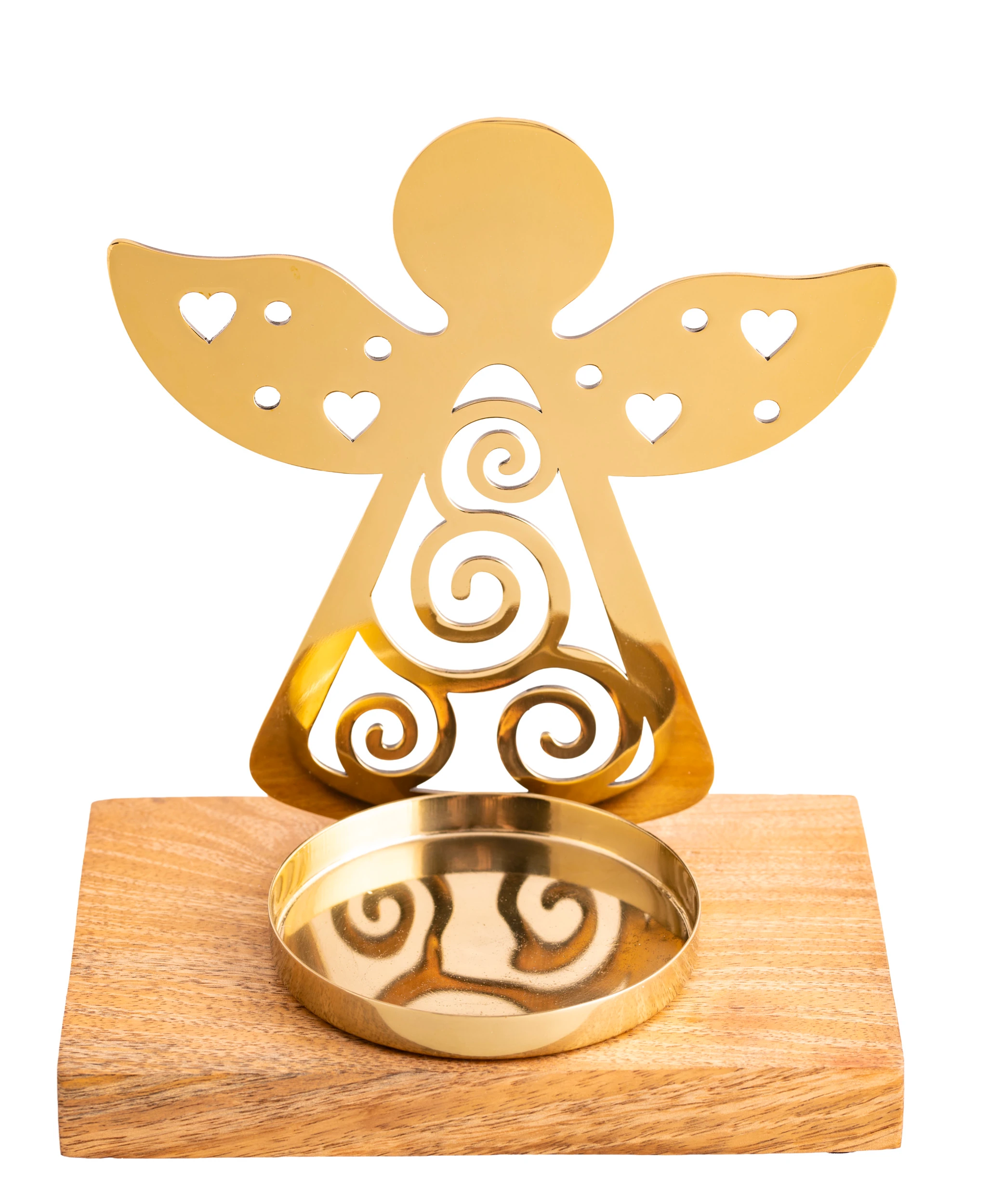 Herzengel golden mit Kerzenhalter