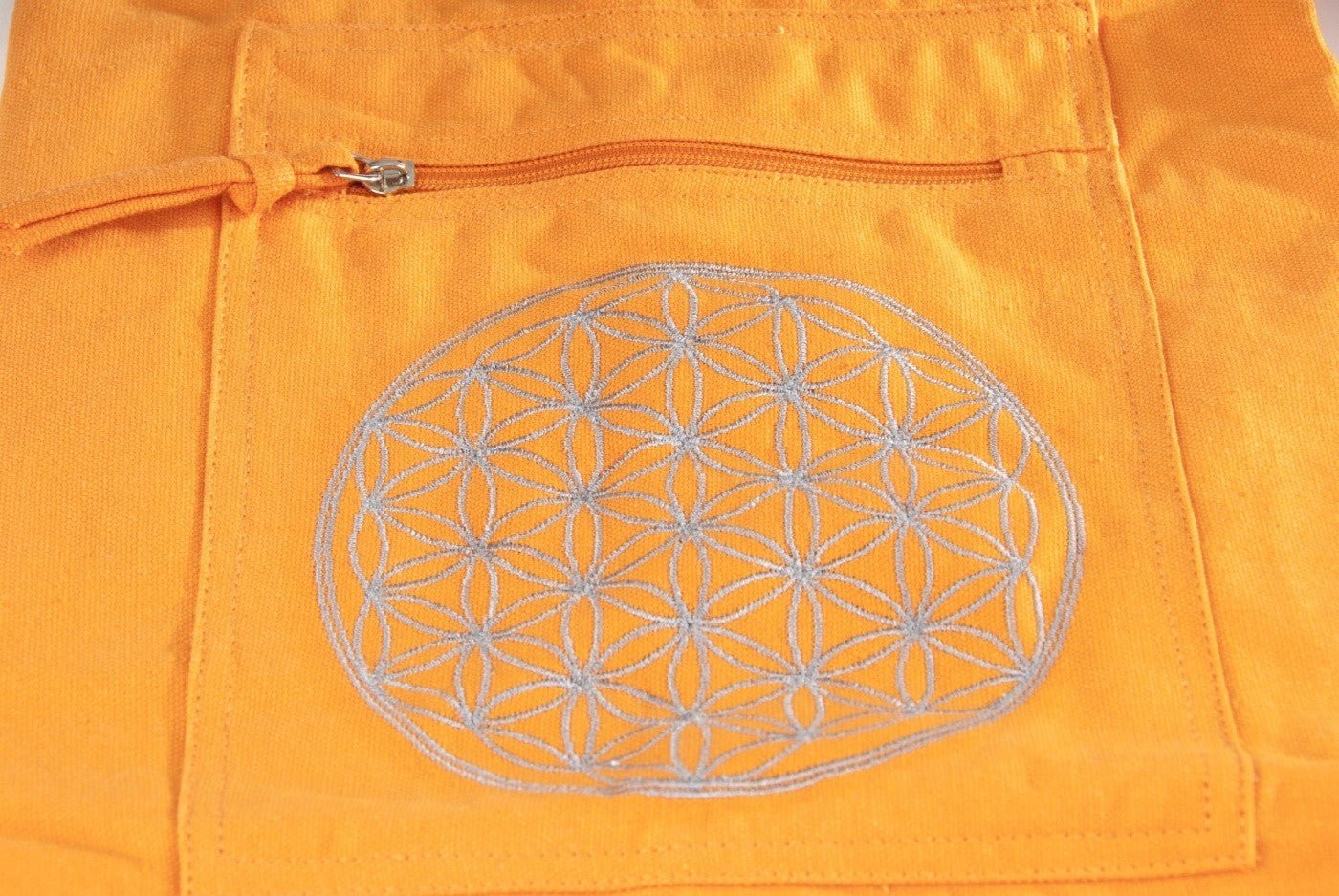 Yoga Tasche mit Blume des Lebens orange Länge 75 cm