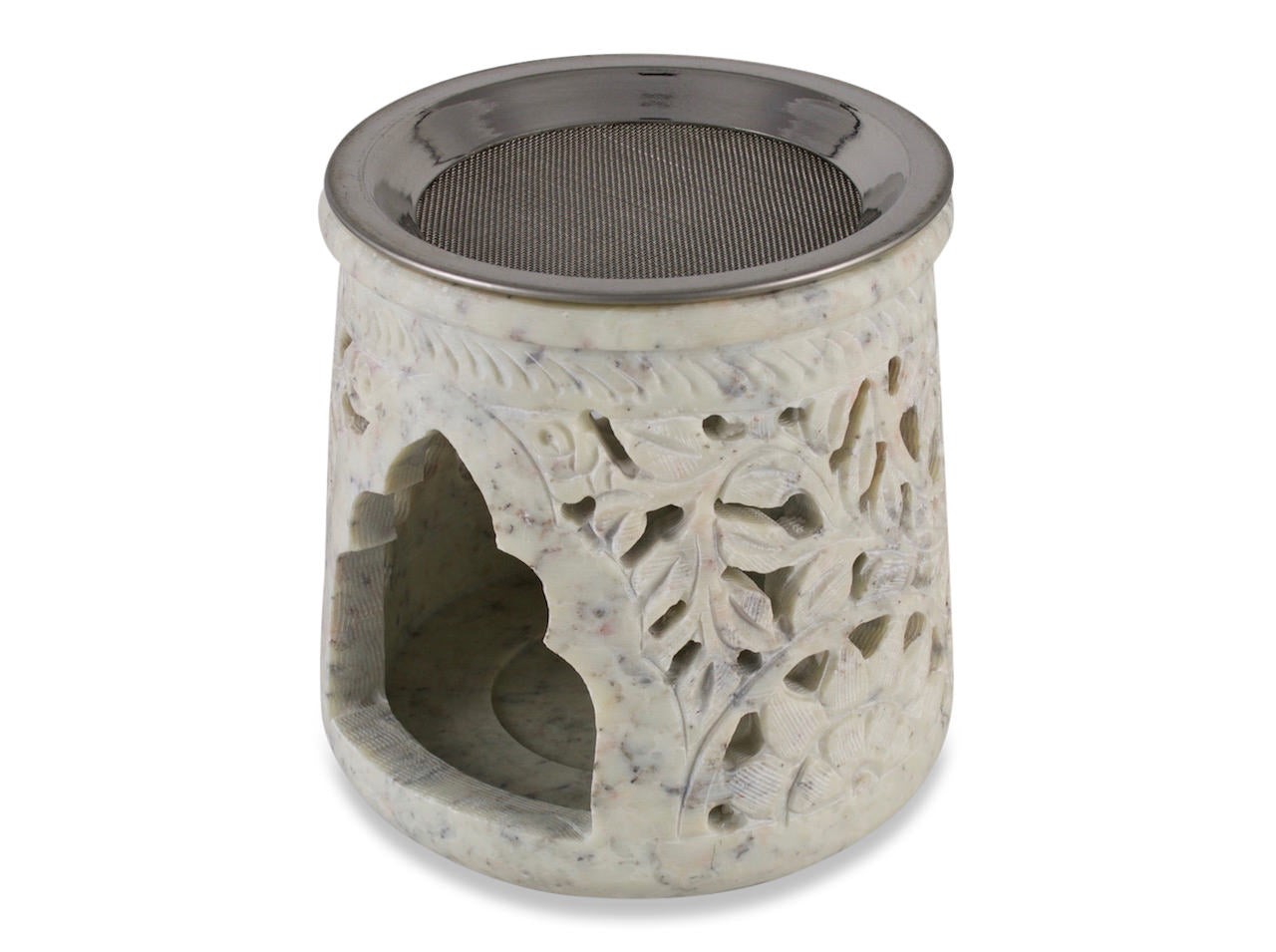 Speckstein Rauchgefäß mit Sieb beige, Motiv Ranken