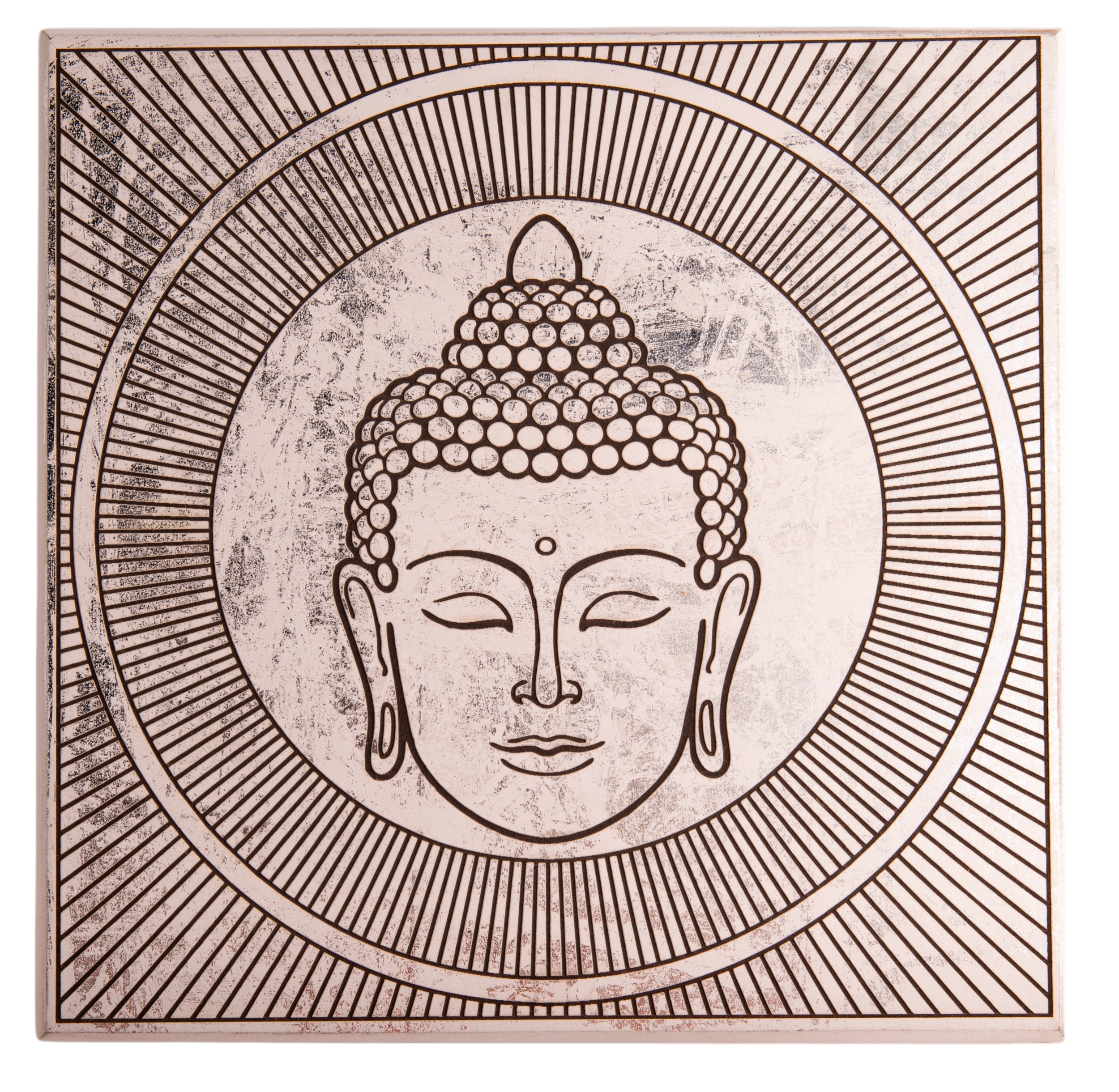 Energieplatte Buddha Weiß/Silber